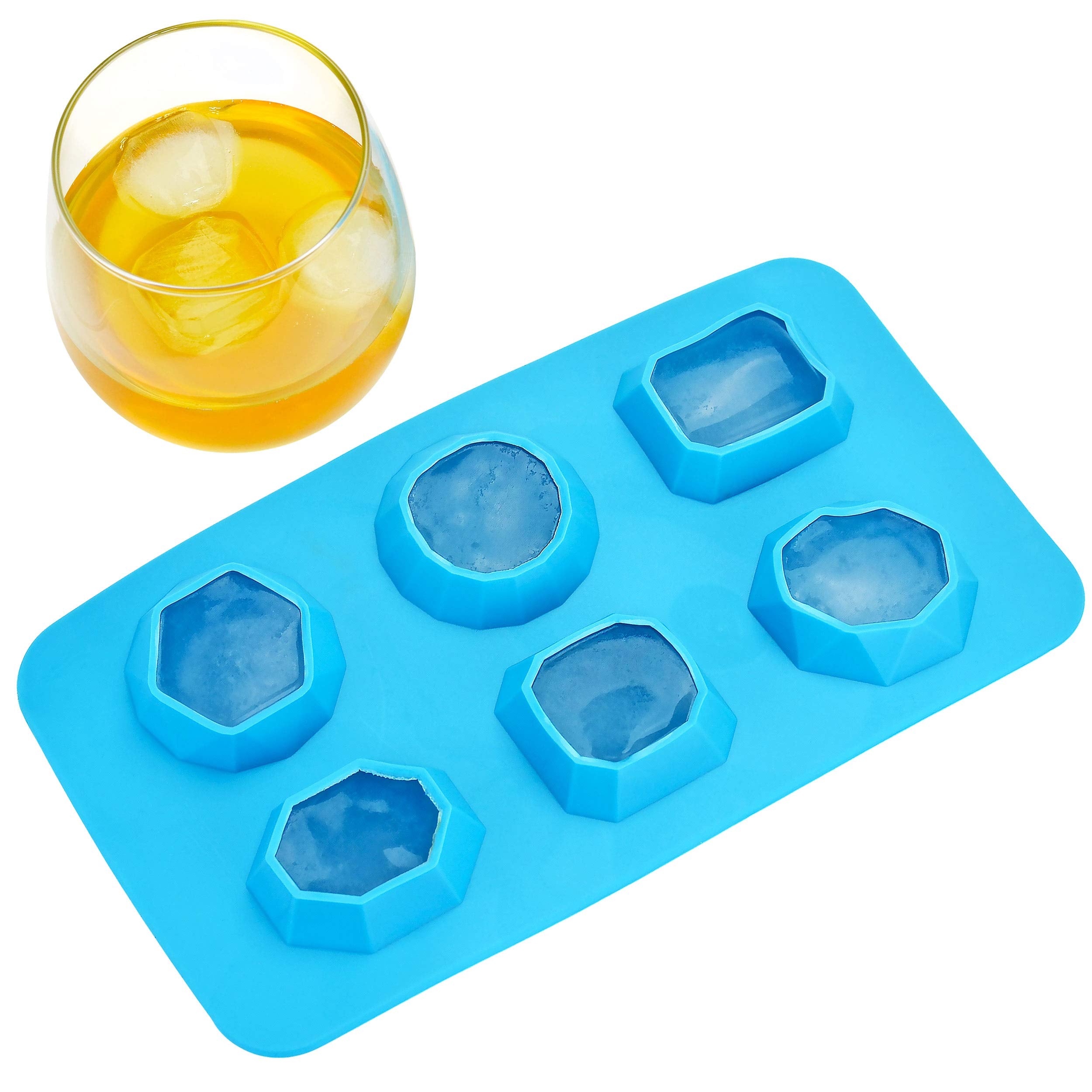 Fairly Odd Novelties Jewels Diamond Gem Flexible Shape 6 Ice Cube Tray Mold Blue Rubber Novelty Gag Gift, One Size
