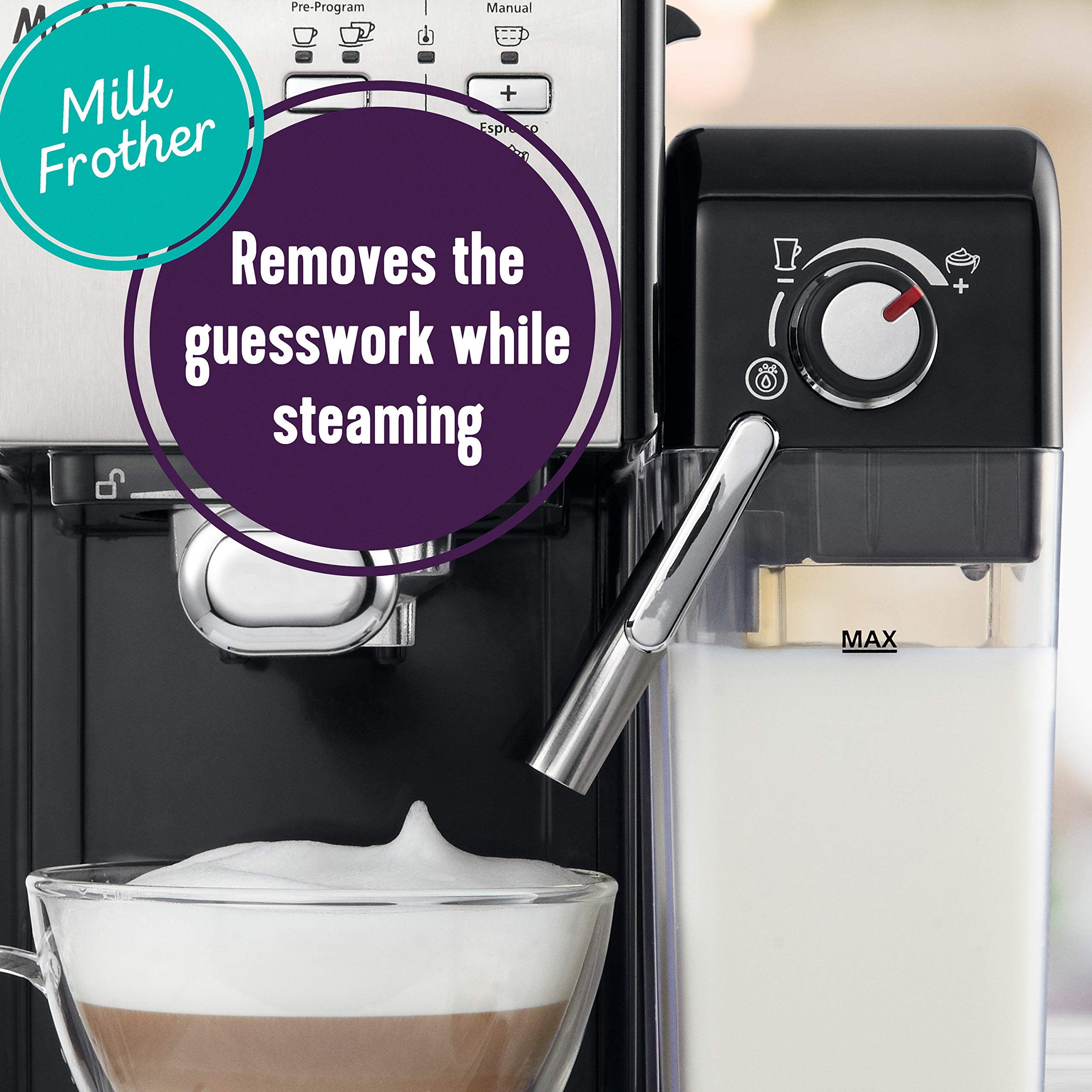 Mr. Coffee Programmable Espresso & Cappuccino Machine, 19-Bar Pump, Stainless Steel, 13 x 10.6 x 14.3 in, Model BVMC-EM6701SS