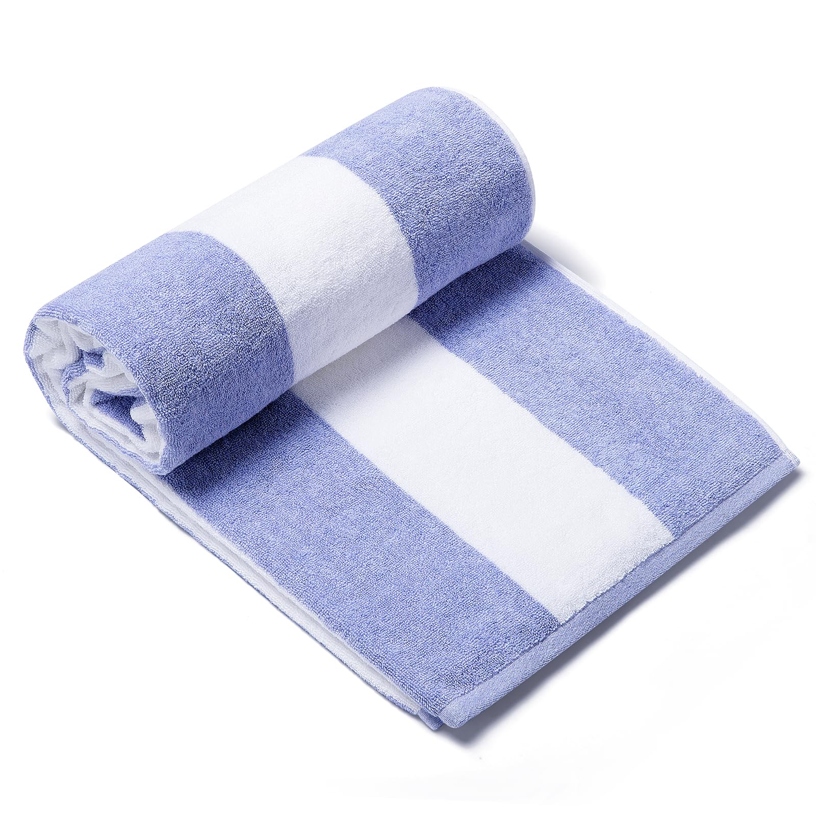 Clowood Plush Oversized Beach Towel - Cotton 40 X 72 Inch Large Thick Blue Striped Cabana Pool Swimming Towel