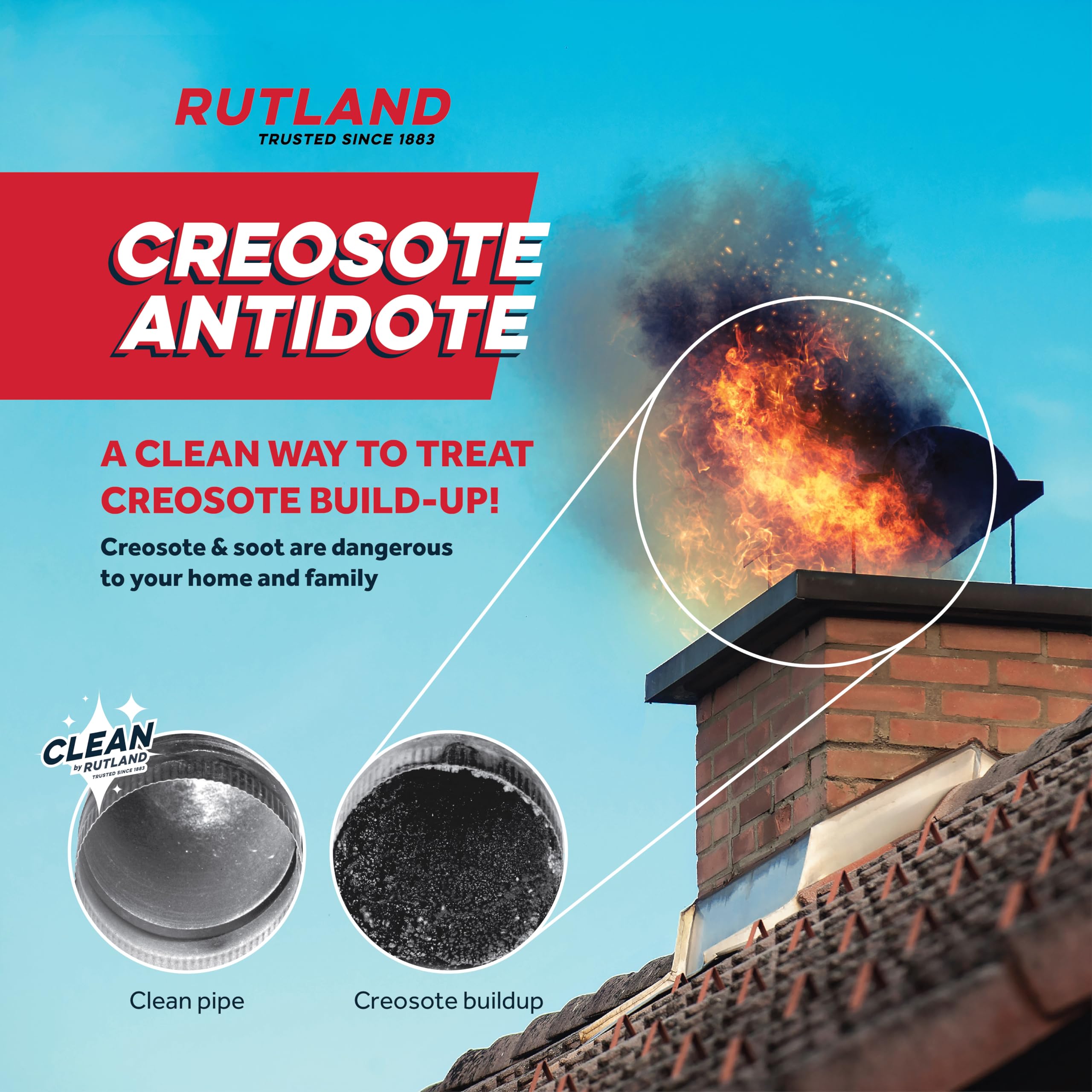 Rutland Creosote Antidote  Chimney Cleaning Fire Logs  2-Pack Creosote Sweeping Firelogs  2.45 lbs Each Treatment