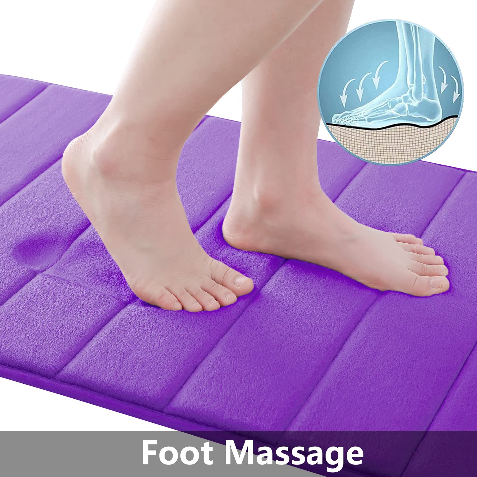 Buganda Memory Foam 3 Pieces Bathroom Rugs Set - Thick Soft Absorbent Non-Slip Bath Mats, Washable Small/Large/Contour Bath Rugs