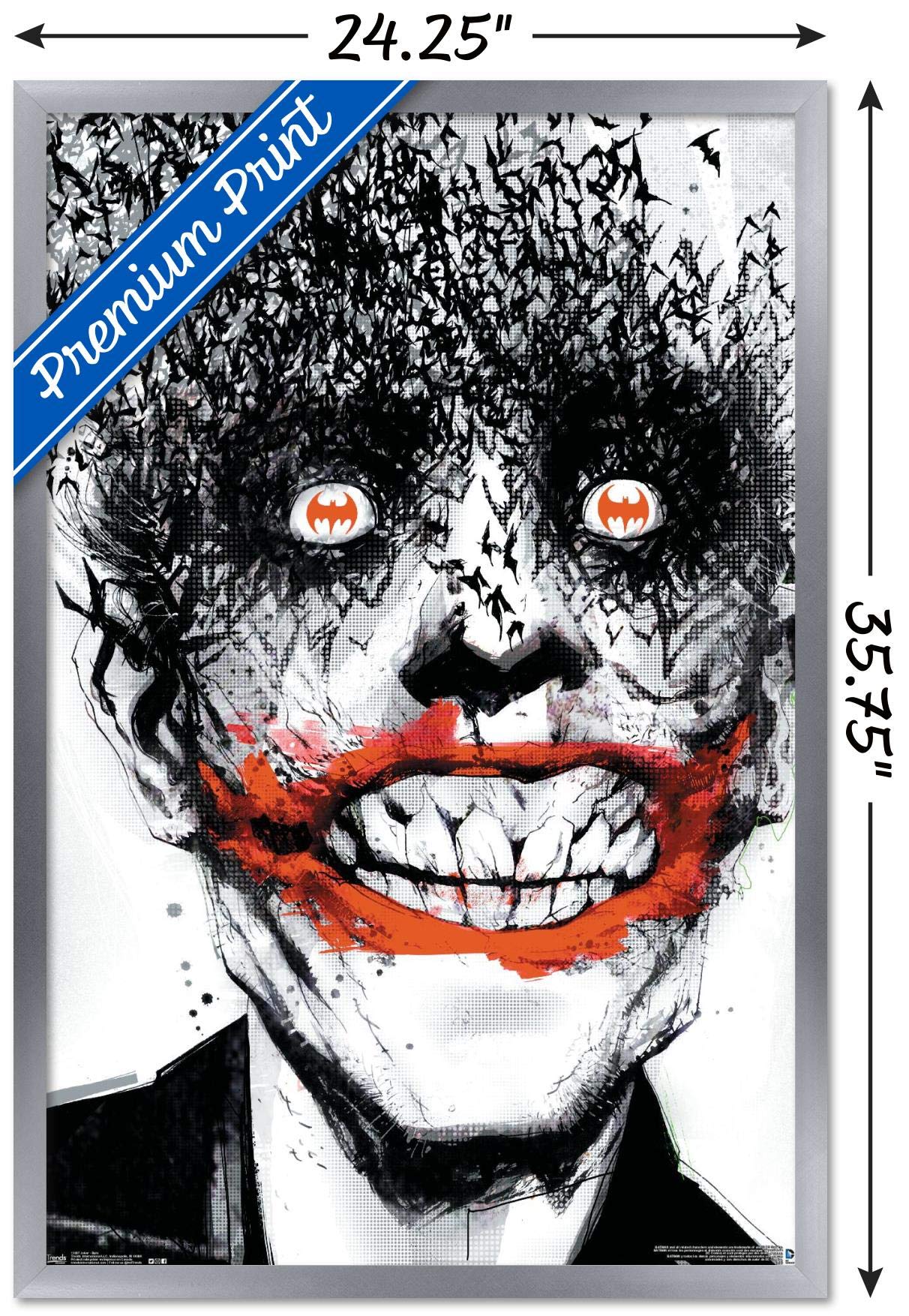 Trends International Dc Comics - The Joker - Bats Wall Poster, 22.375'' X 34'', Silver Framed Version