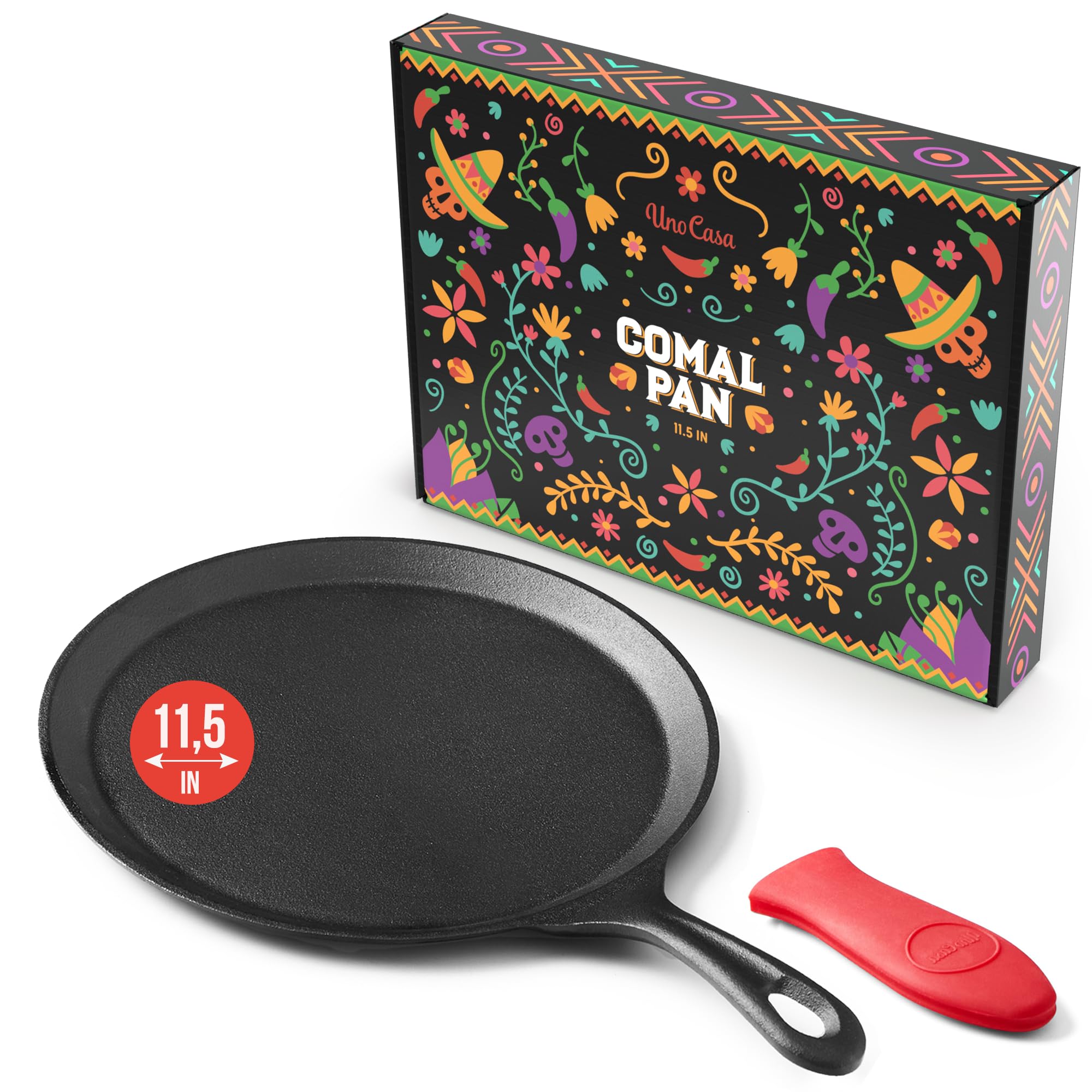 Uno Casa Cast Iron Comal Pan 11.5 Inch - Skillet For Roti/Comal Pan, Tawa/Dosa Pan Pataconera, Comales Para Tortillas