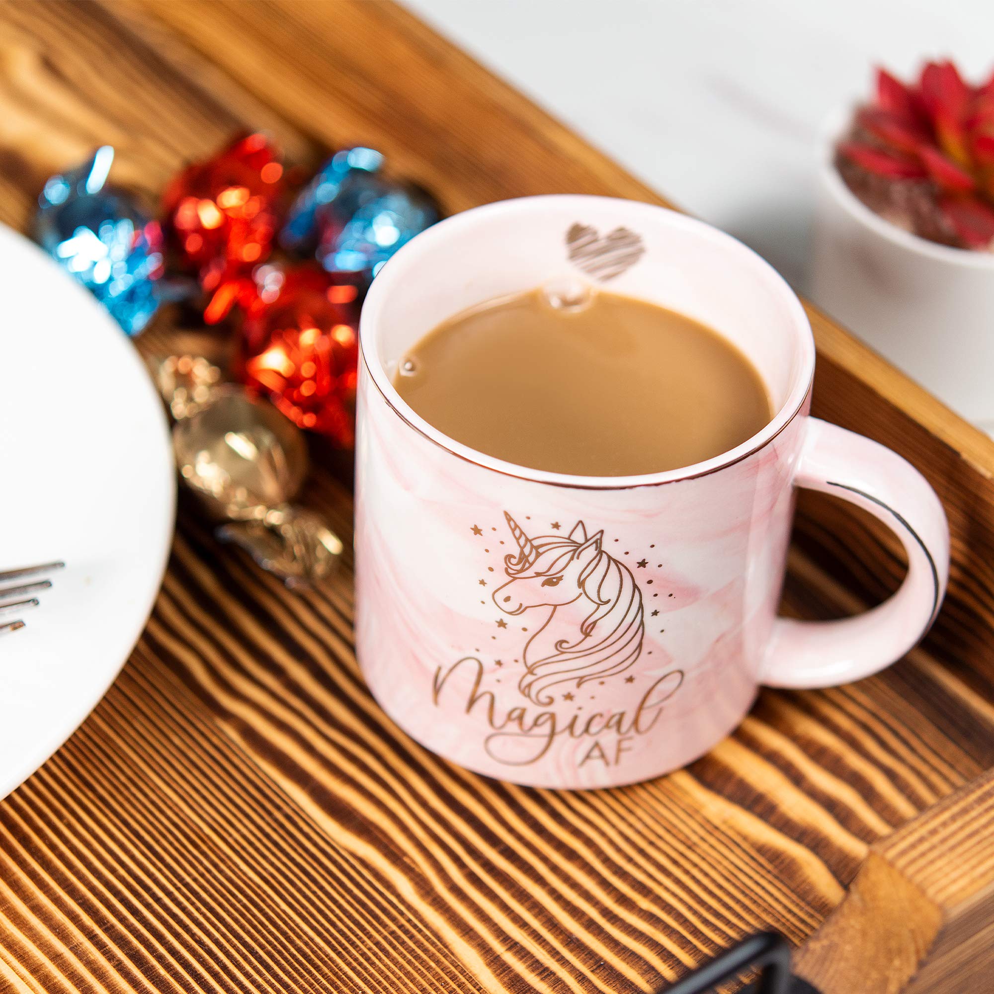 Unicorn Gifts for Women - Funny Coffee Mug Gift Ideas for Mom  Wife  Daughter  Sister  Best Friends  BFF - Magical AF - Novelty Birthday  Christmas Presents for Girls - 11.5oz Pink Marble Ceramic Cup