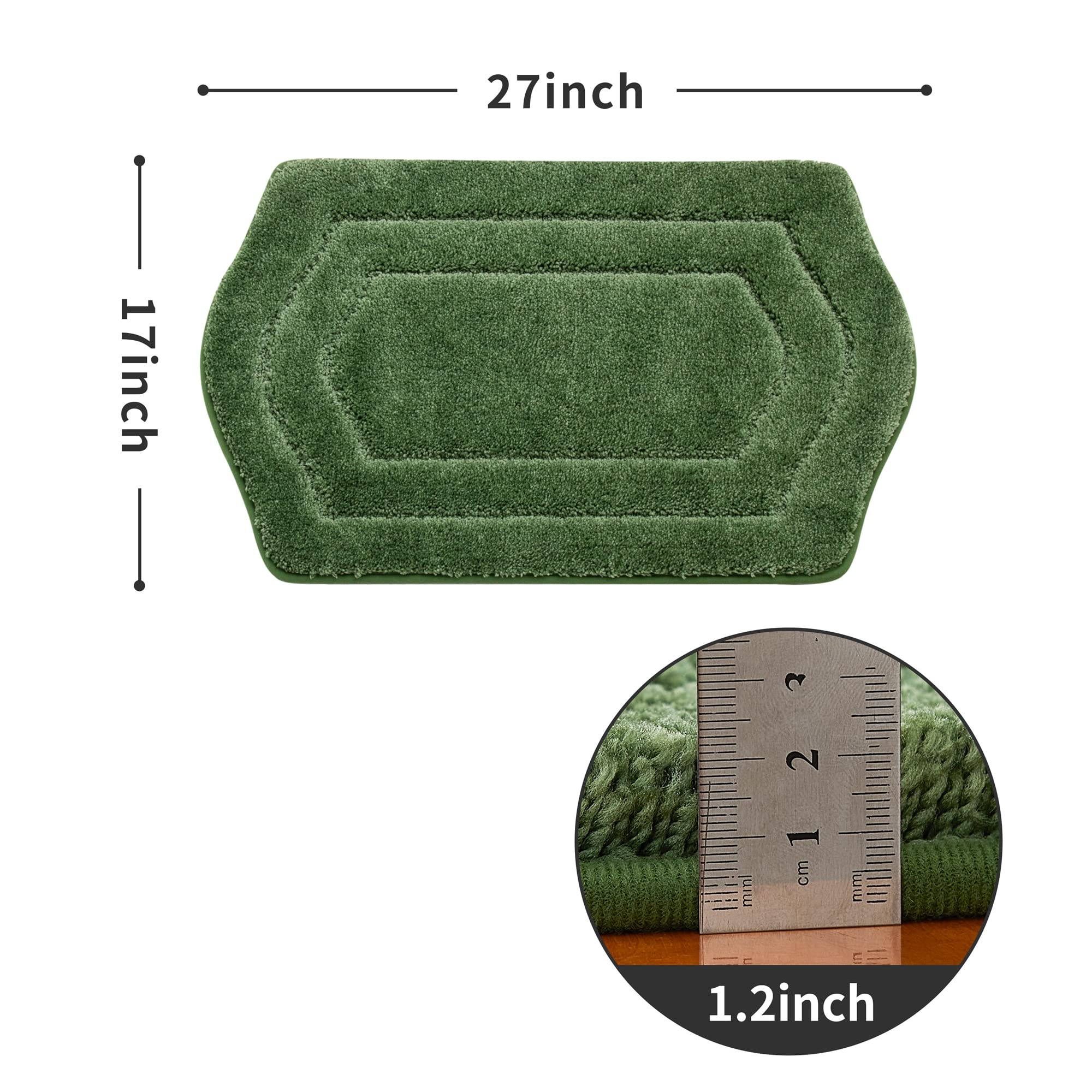 COSY HOMEER Extra Thick Bath Rugs for Bathroom - Anti-Slip Bath Linen Sets Mats Soft Plush Yarn Shaggy 100% Strong Polyester Living Room Bedroom Floor Water Absorbent(Green 17x27 - Inches)