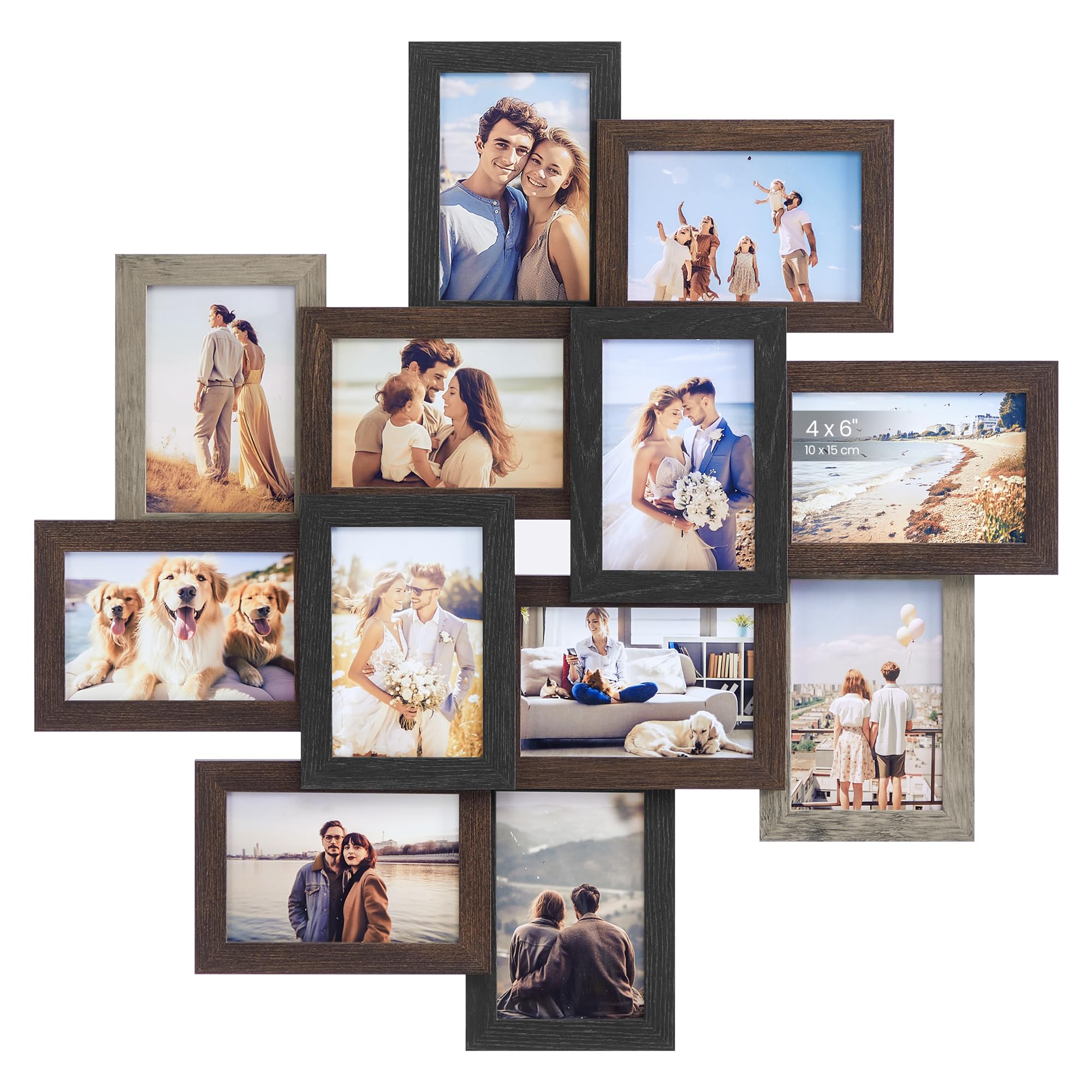 SONGMICS 4x6 Collage Picture Frames, 12-Pack Photo Collage Frame for Wall Decor, Glass Front, Assembly Required,Christmas Gift, 