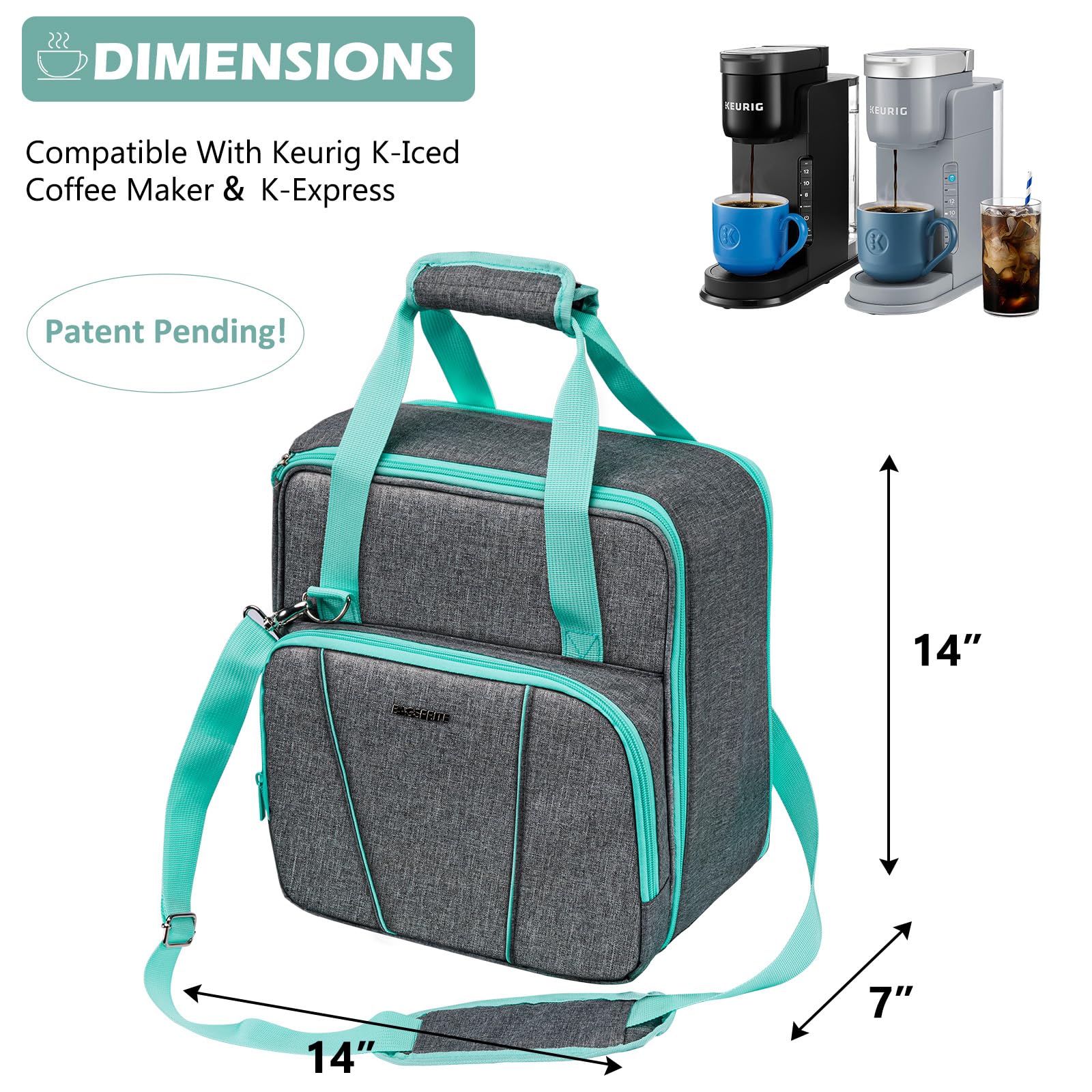 Bagsprite Coffee Maker Travel Bag Compatible With Keurig K-Express Coffee Maker, K-Iced Single Serve Coffee Brewer Carrying Case