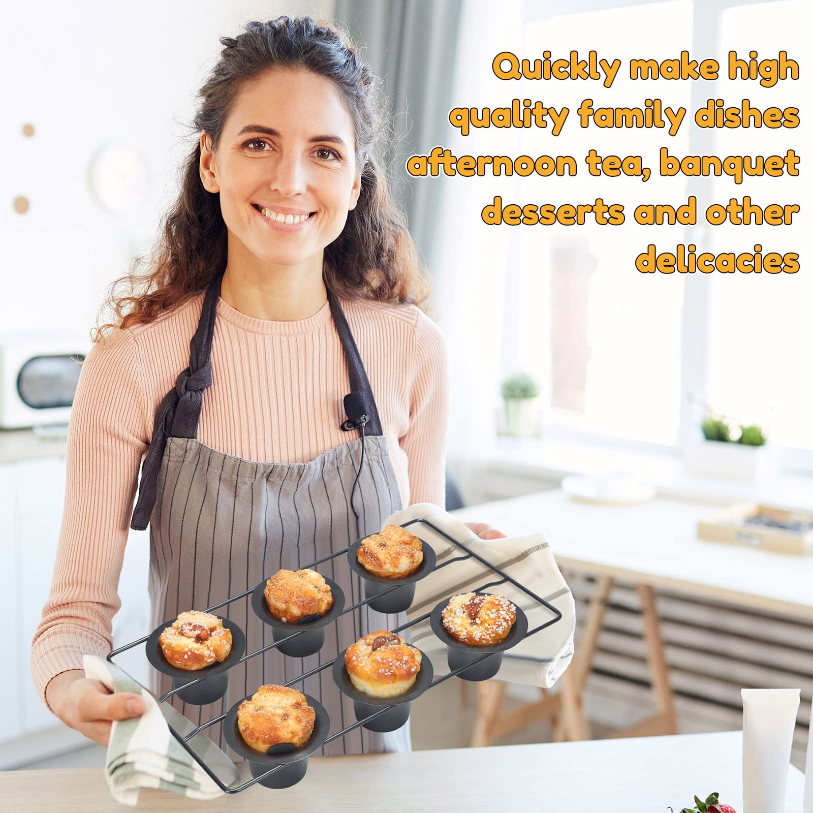 Shellwei 2 Pcs 12 Cups Nonstick Popover Pan Muffin Cupcake Pan Pudding Pan Bakeware For Oven Baking, Frittatas, Muffins, Quiches