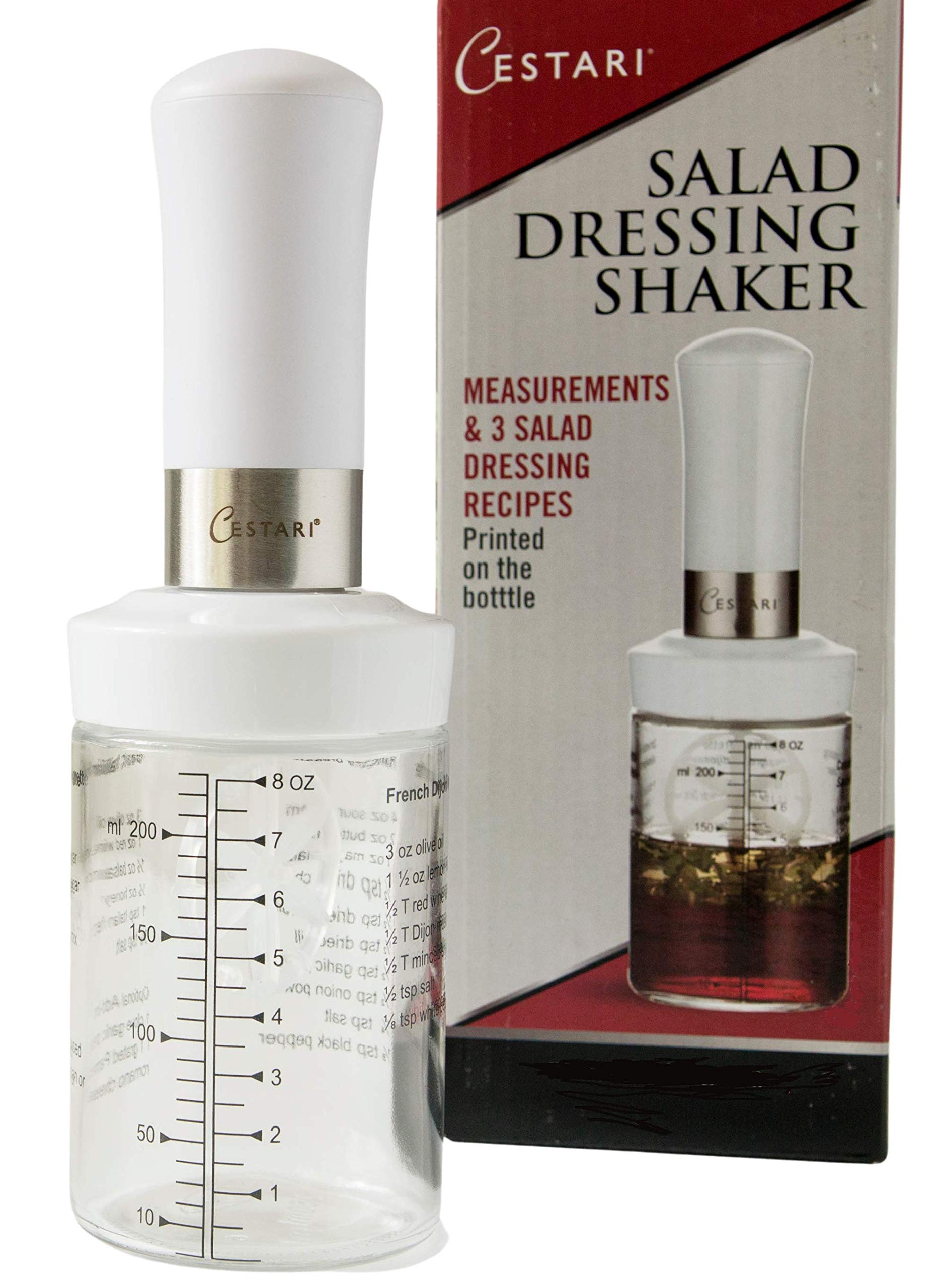 Original Salad Dressing Shaker: Borosilicate Glass Bottle with Mixer Insert, Leak-Proof Salad Dressing Blender and Dispenser wit