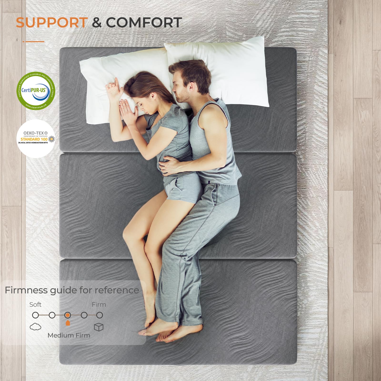 Sweetnight Trifolding Mattress With Storage Bag - 4 Inch Grey Twin Xl Size Memory Foam Mattress With Washable Cover | Foldable M