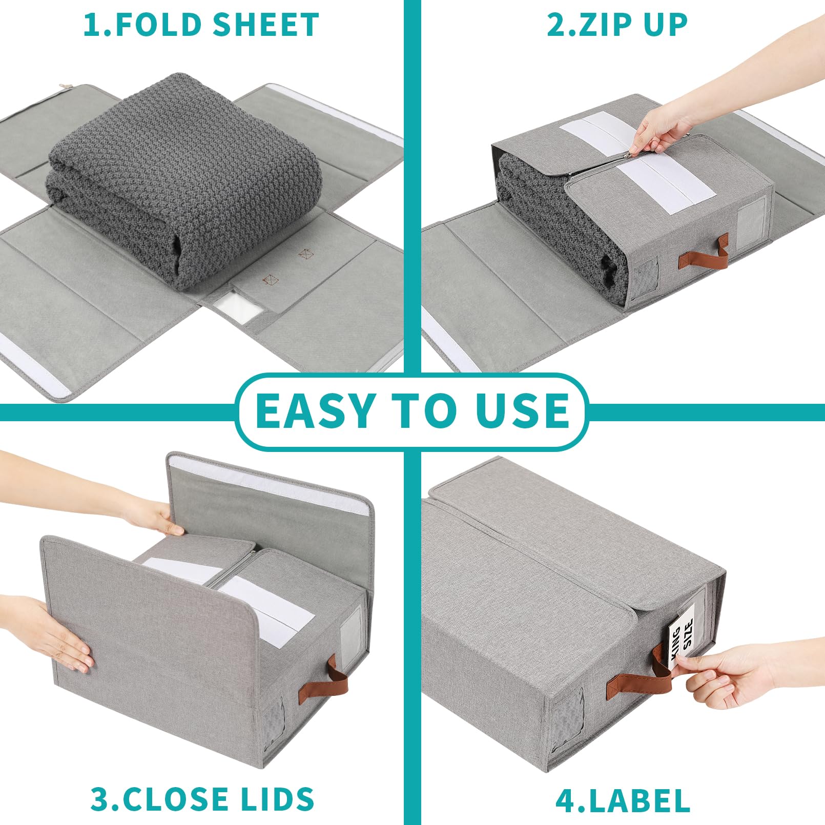 BettMorrow 6 Pack Bed Sheet Organizers and Storage (Queen & King Size) Sheet Organizers for Linen Closet Under bed Storage Sheet