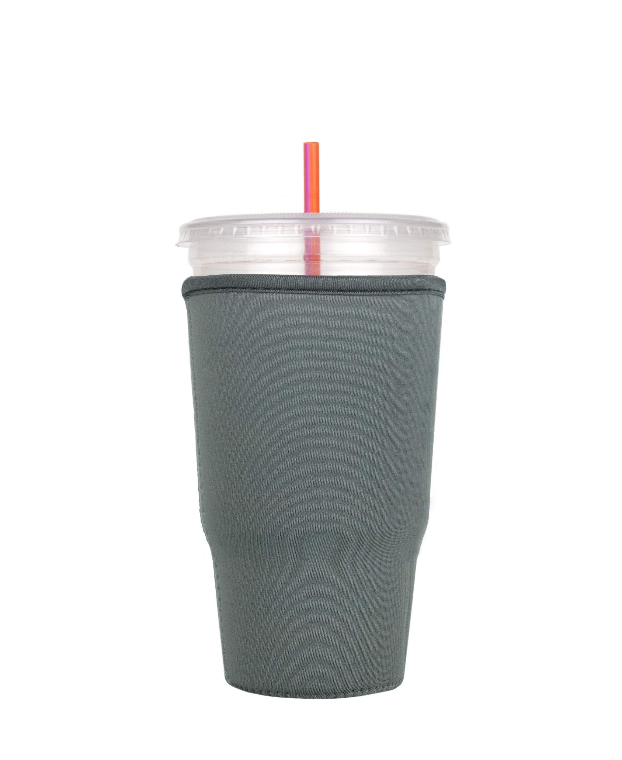Reusable Insulator Neoprene Cup Sleeve For Iced Beverages And Coffee (Grey, Large)