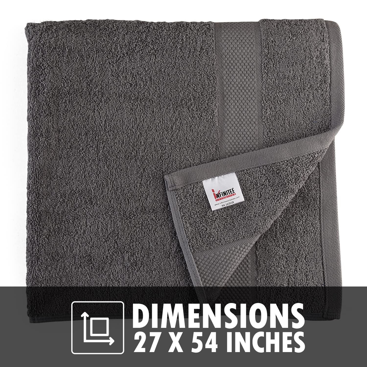 Infinitee Xclusives Premium Bath Towels Set Pack Of 4-100% Ring Spun Cotton Towels - Grey Bath Towels 27 X 54 - Soft Feel, Quick