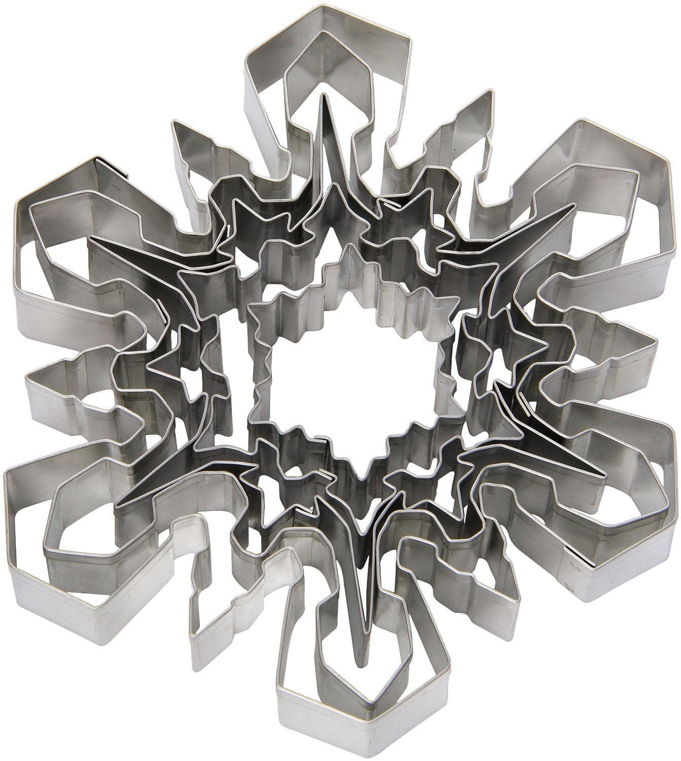 Ateco Plain Edge Snowflake Cutter Set In Assorted Shapes & Sizes, Stainless Steel, 5 Pc Set,4843