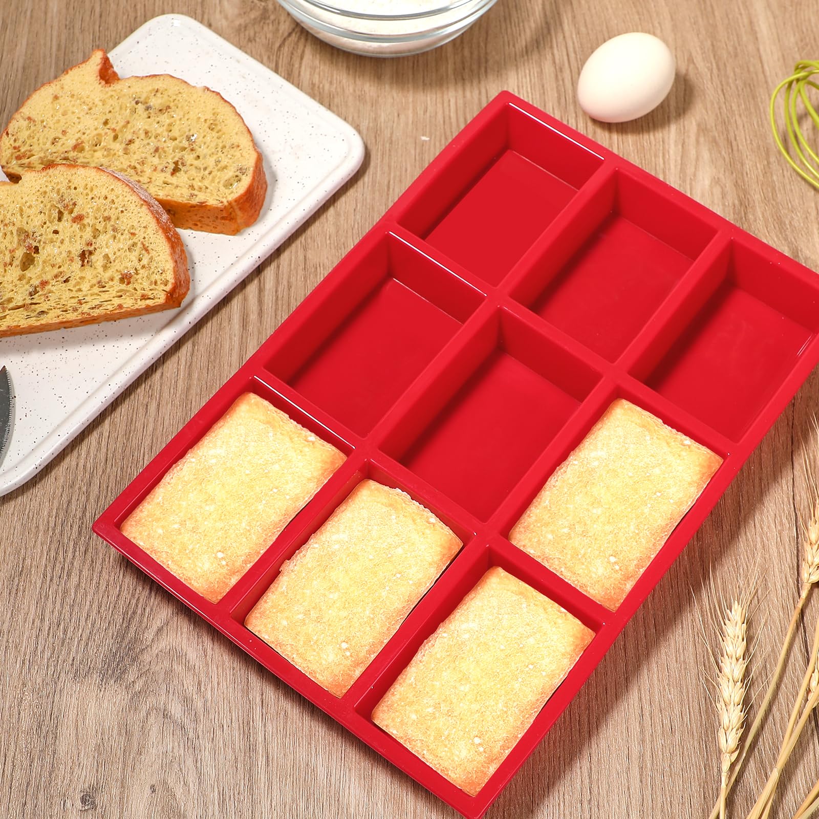 Webake Silicone Mini Loaf Pan - Red Baking Mold for Cake, Bread, Brownies, Muffins, Soap, Resin Epoxy Casting