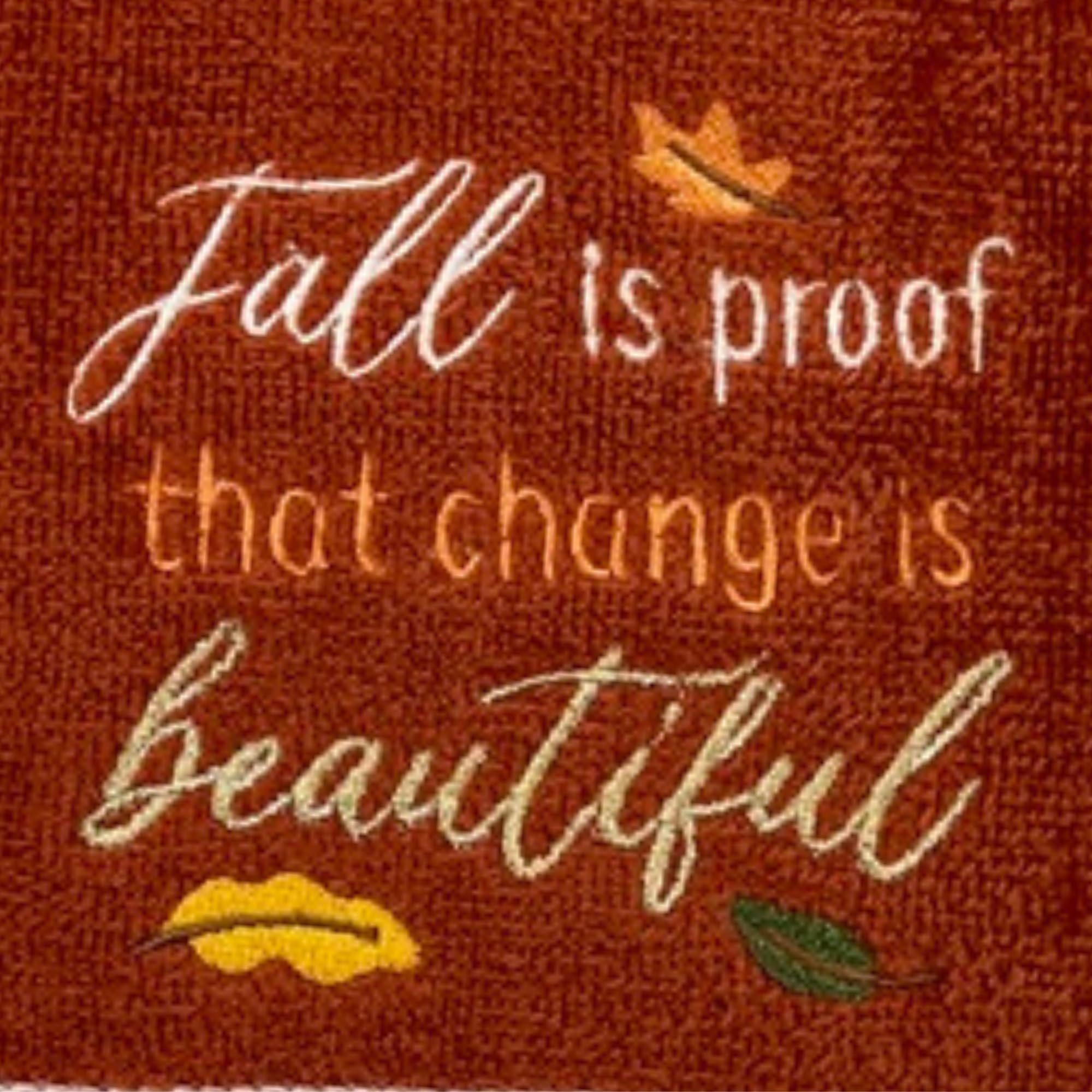 Serafina Home Autumn Fall Bath Fingertip Towels Bathroom Decor Farmhouse Harvest: Rust Dark Orange 100% Cotton Embroidered Fall
