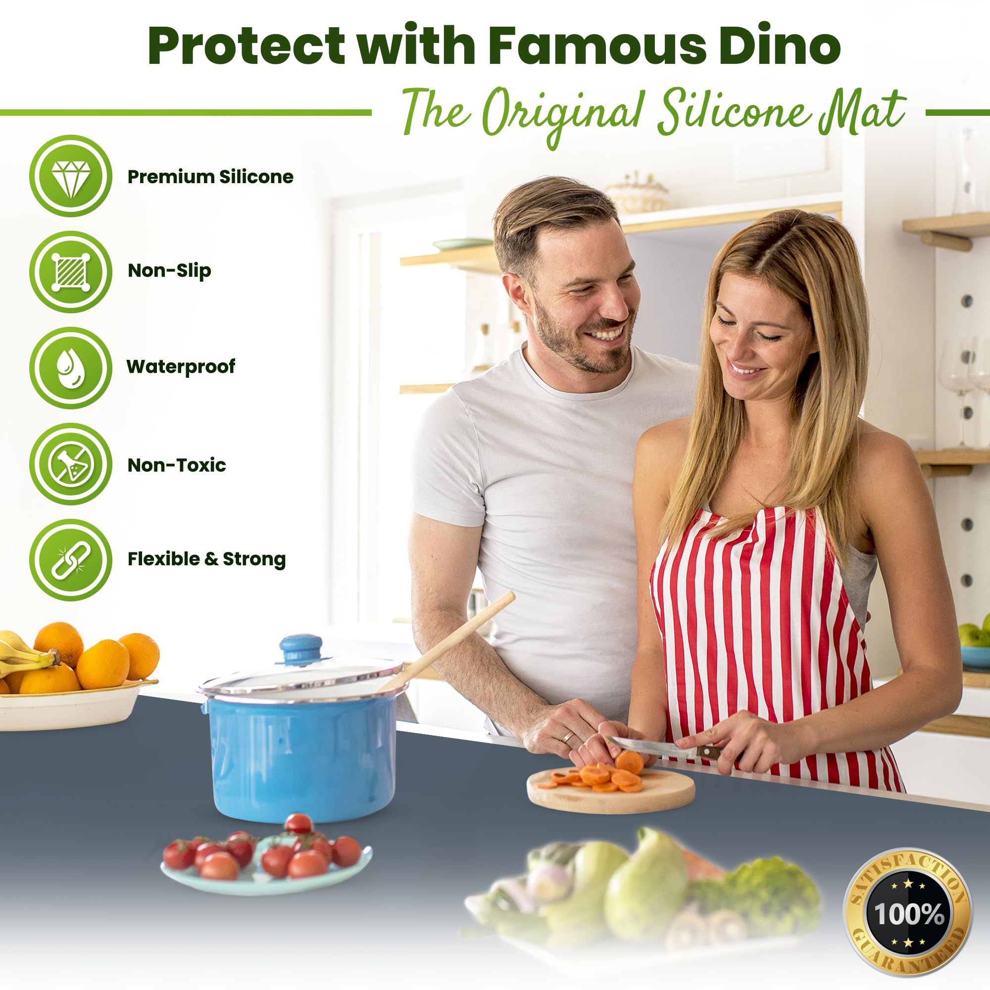Premium Silicone Mat 25'' X 17'' Multipurpose Cooking Mat Thick Heat Resistant, Kitchen Counter Mat Waterproof - Coffee Machine,