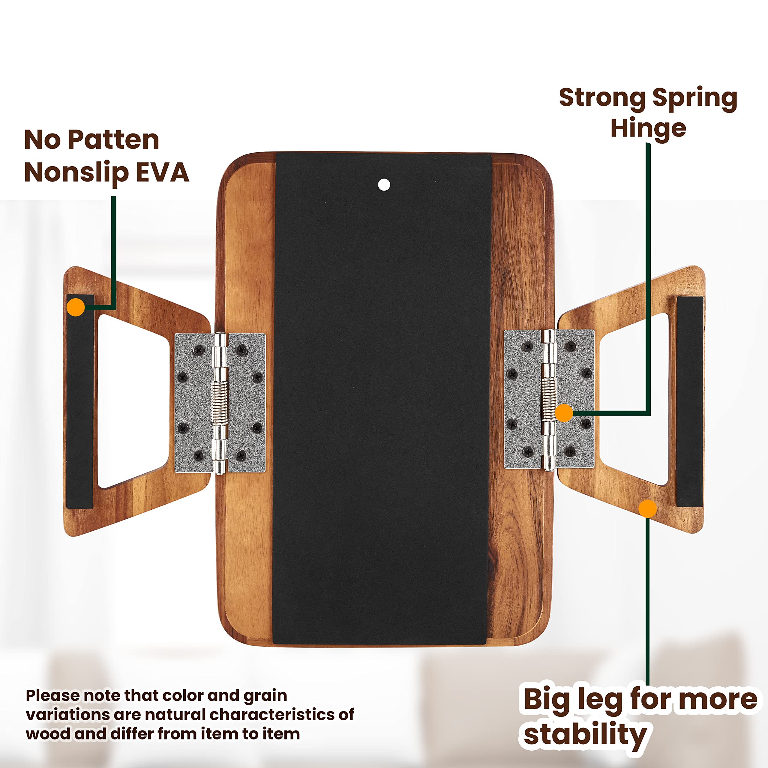 Tinamo Acacia Wood Sofa Armrest Tray -Sofa Arm Tray Table Clip - Couch Arm Table For Wide Couches - Wooden Side Tables 360Rotati