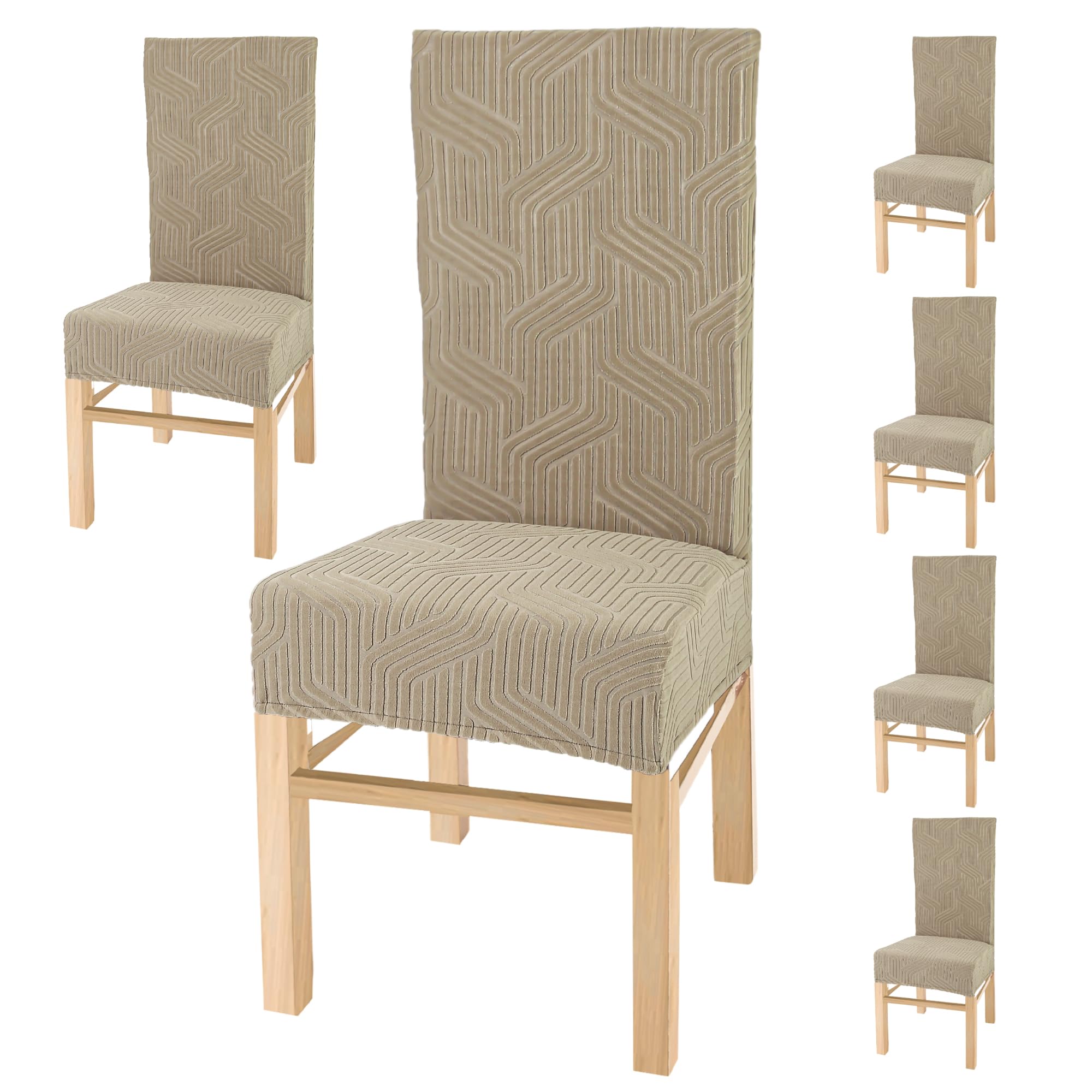 Yellow Weaves Elastic Stretchable Dining Chair Covers, Removable Washable Elastic Self Jacquard Dining Chair Covers (Set Of 6, C