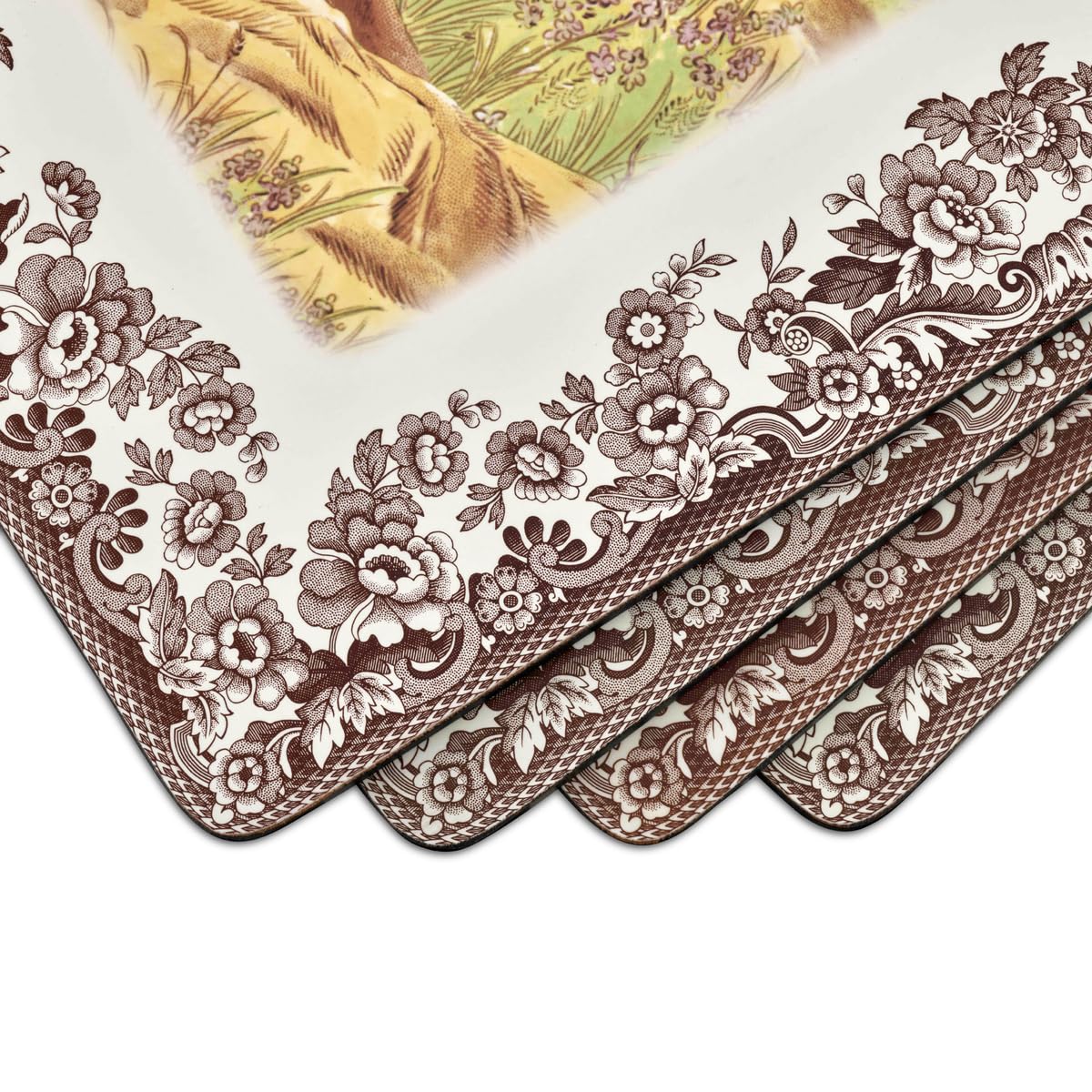 Pimpernel Spode Woodland Collection Placemats  Set Of 4  Heat Resistant Mats  Cork-Backed Board  Hard Placemat Set For Dining Ta