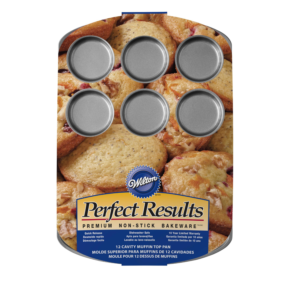Wilton Perfect Results Premium Non-Stick Steel Cupcake And Muffin Pan, Muffin Top Size, 12 Cavity