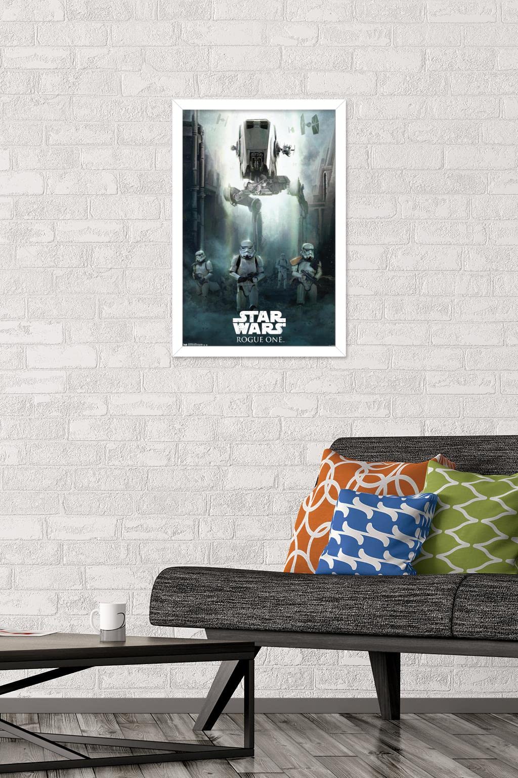 Trends International Star Wars: Rogue One - Siege Wall Poster, 14.725'' X 22.375'', White Framed Version