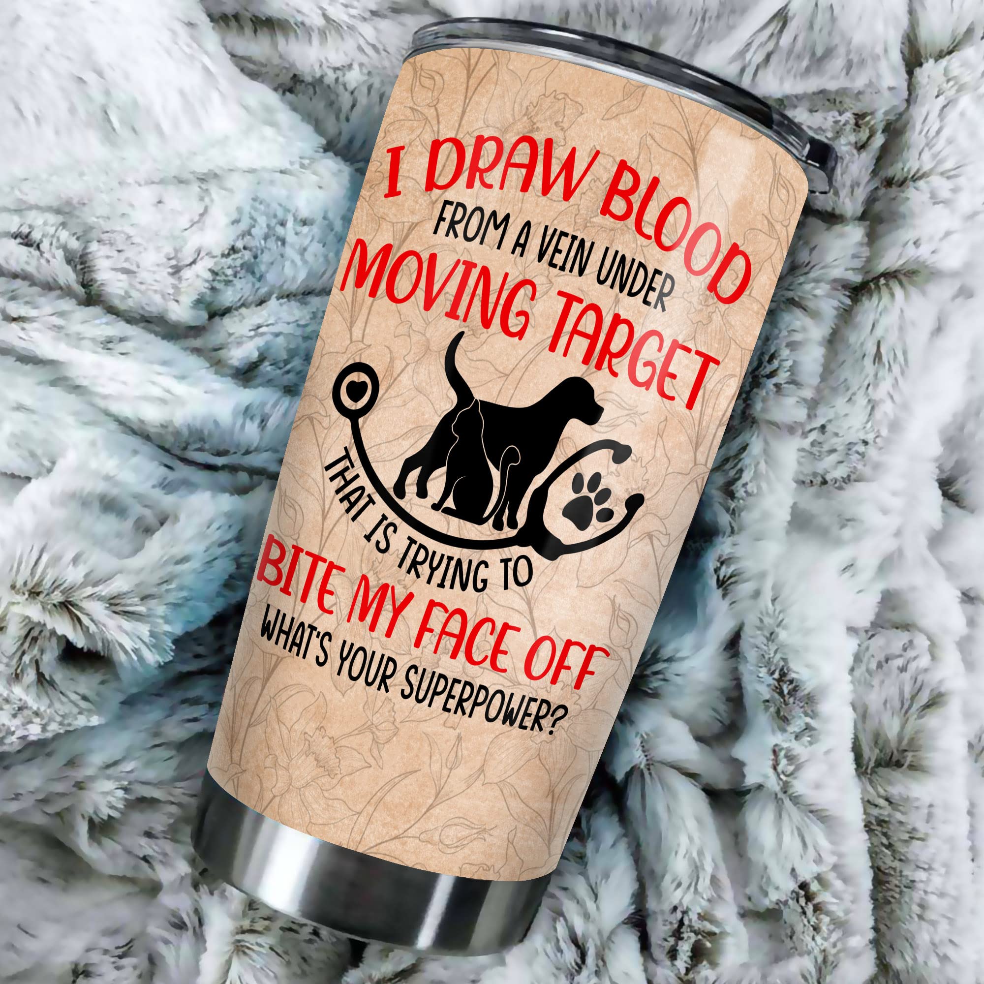 Medroc Funny Veterinary Technician Gifts - Vet Med Tumbler Stainless Steel 20Oz Straw Lid, Vet Tech Appreciation Week Gift For W