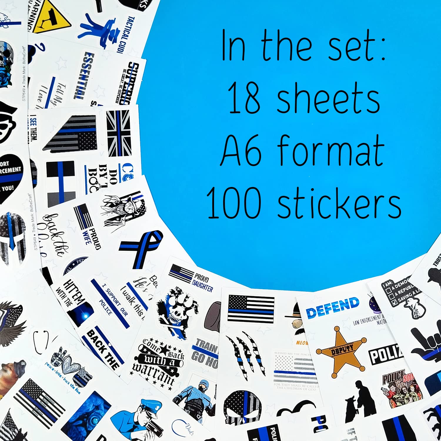 100Pcs Law Enforcement Stickers  Law Enforcement Support Decals  Law Enforcement Accessories  Law Enforcement Gifts  Thin Blue Line Stickers  Thin Blue Line Flag Stickers  Blue Line Gifts  Decorations