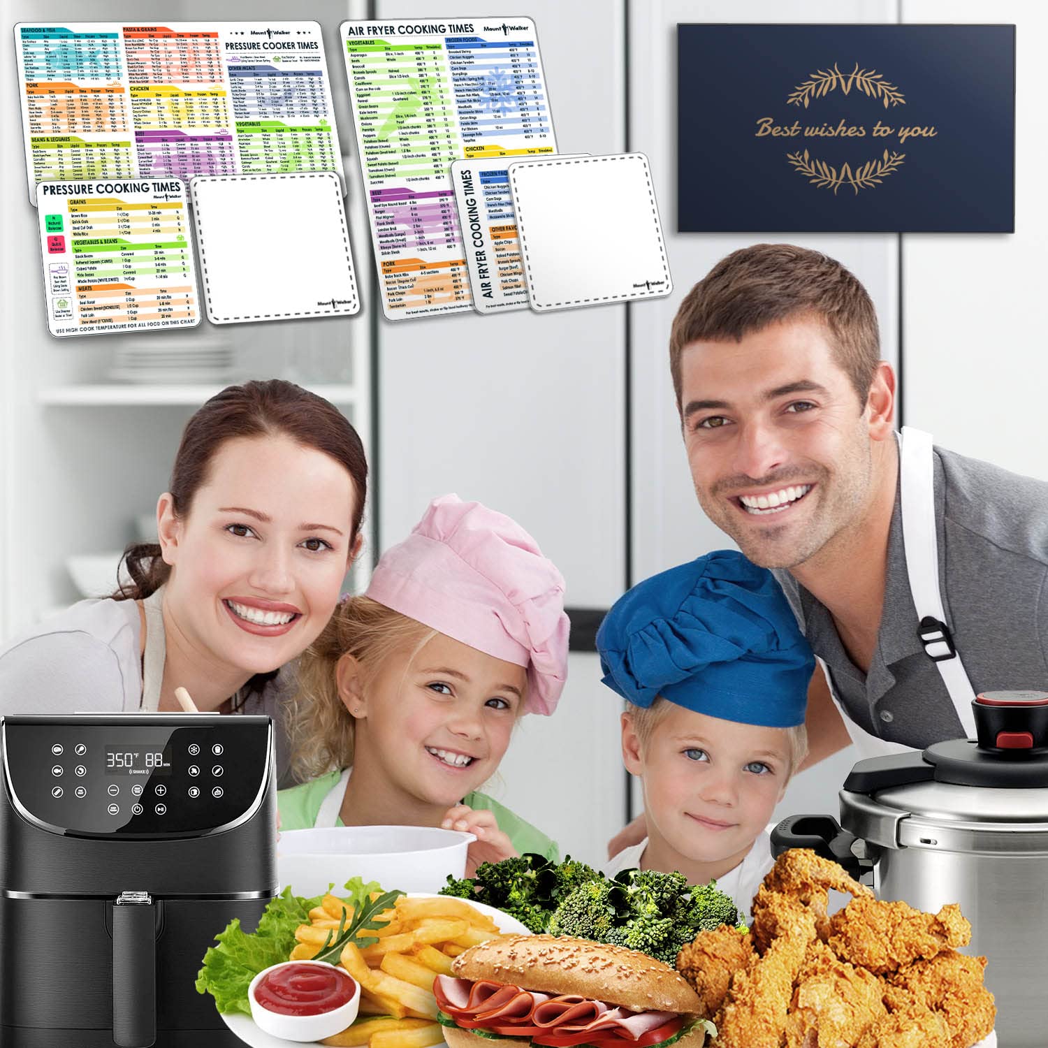 Mount Walker Air Fryer Magnetic Cheat Sheet Set And Instant Pot Cheat Sheet Magnet Set (2 Sets Of 6 Pcs), Instant Pot Accessorie