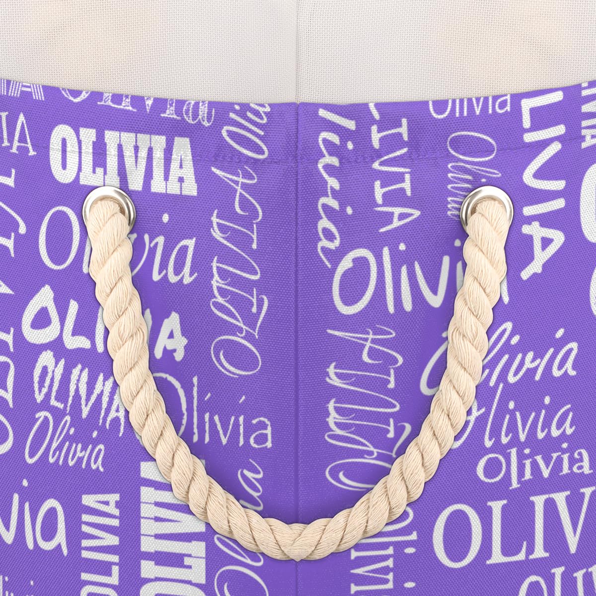 Personalized Round Laundry Hamper With Name For Women, Medium Purple Custom Nursery Baskets Cubes, Storage Dirty Clothes Laundry