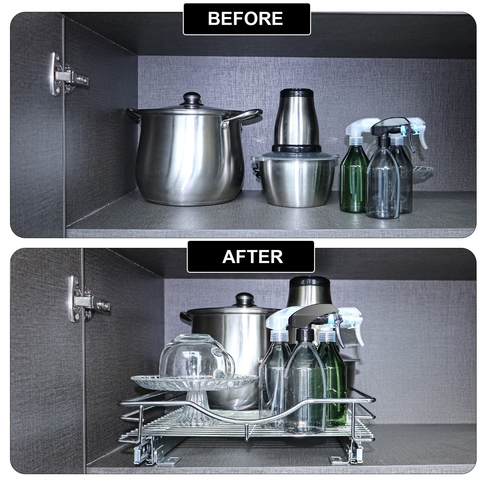 Site Pull Out Cabinet Organizer 14'' W X 21'' D Heavy Duty Under Kitchen Cabinet Sliding Shelf,Requires At Least 15    Cabinet O