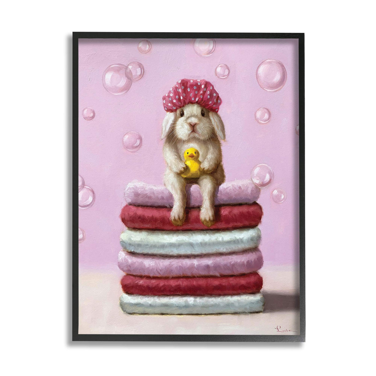 Stupell Industries Cute Baby Rabbit On Bath Towels Soap Bubbles, Design By Lucia Heffernan