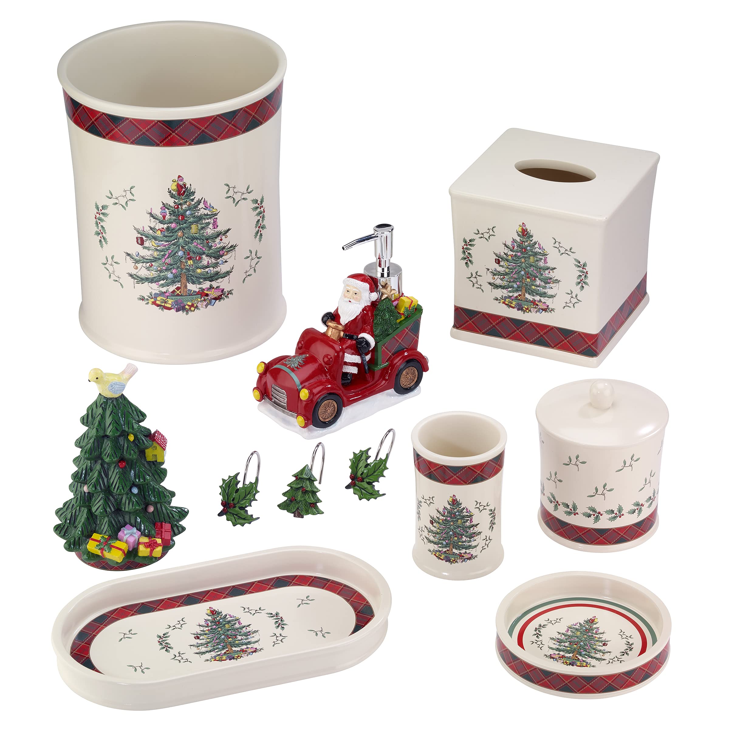 Spode - Lotion Pump/Soap Dispenser, Guest Bathroom Essentials, Holiday Home Decor (Spode Christmas Tree Tartan Collection)