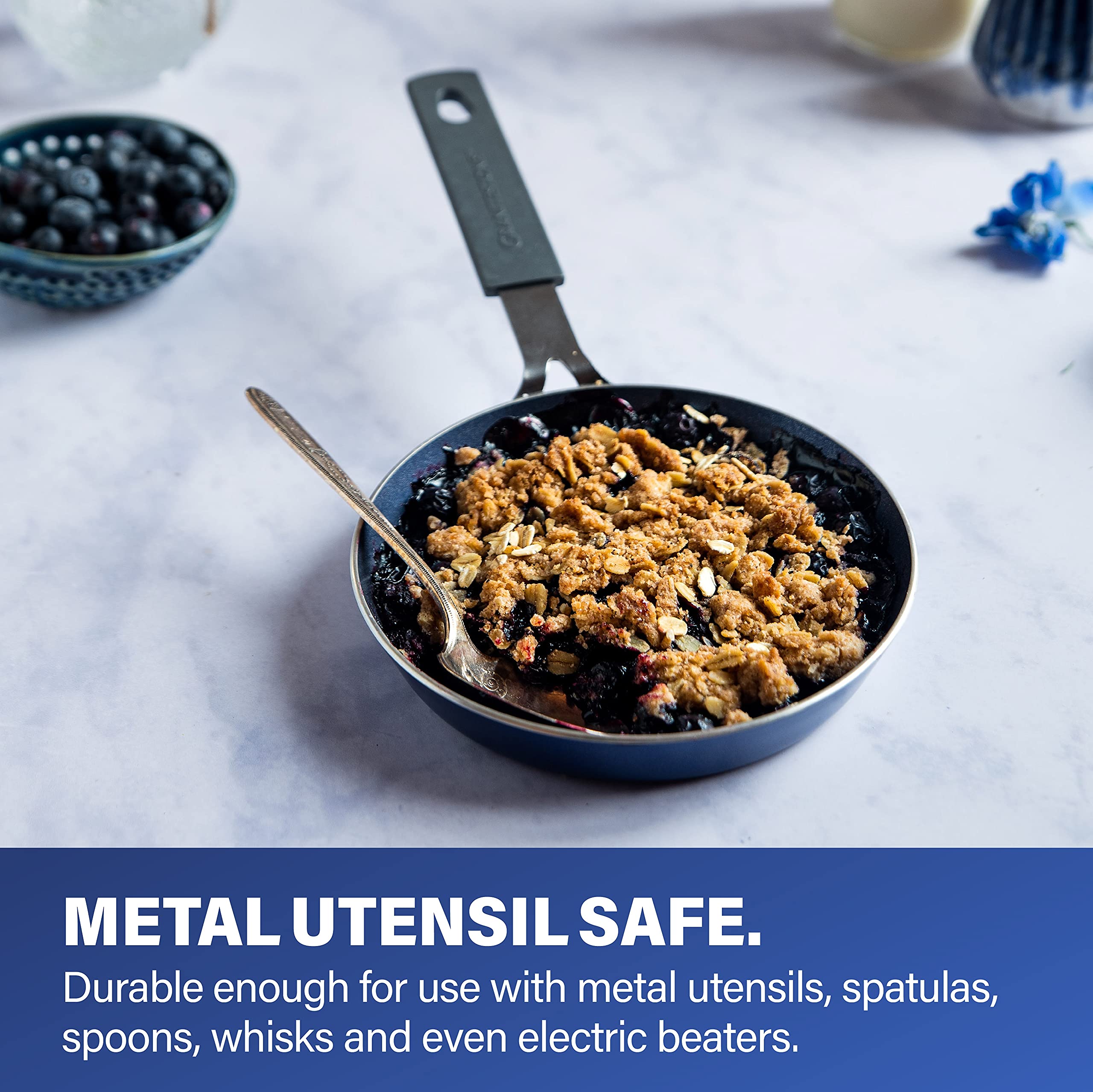 Granitestone Blue Mini Nonstick Egg Pan & Omelet Pan - 5.5    Single Serve Egg Nonstick/Skillet, Diamond Infused, Small Frying D