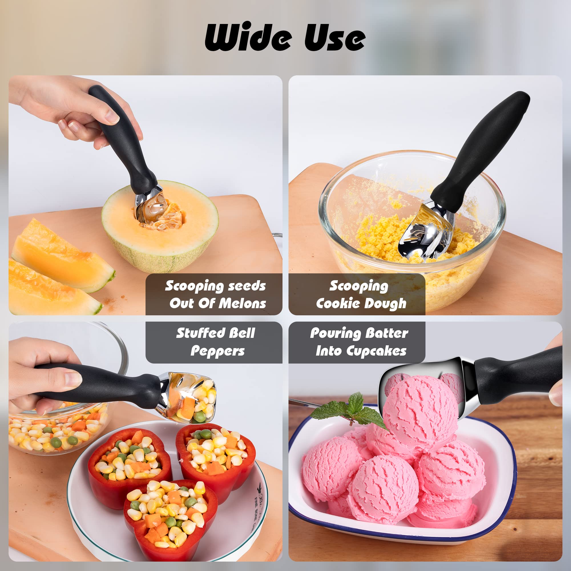 Rainspire Ice Cream Scoop Stainless Steel With Comfortable Handle, Ice Cream Scooper Heavy Duty, Ice Cream Spade Great For Spoon