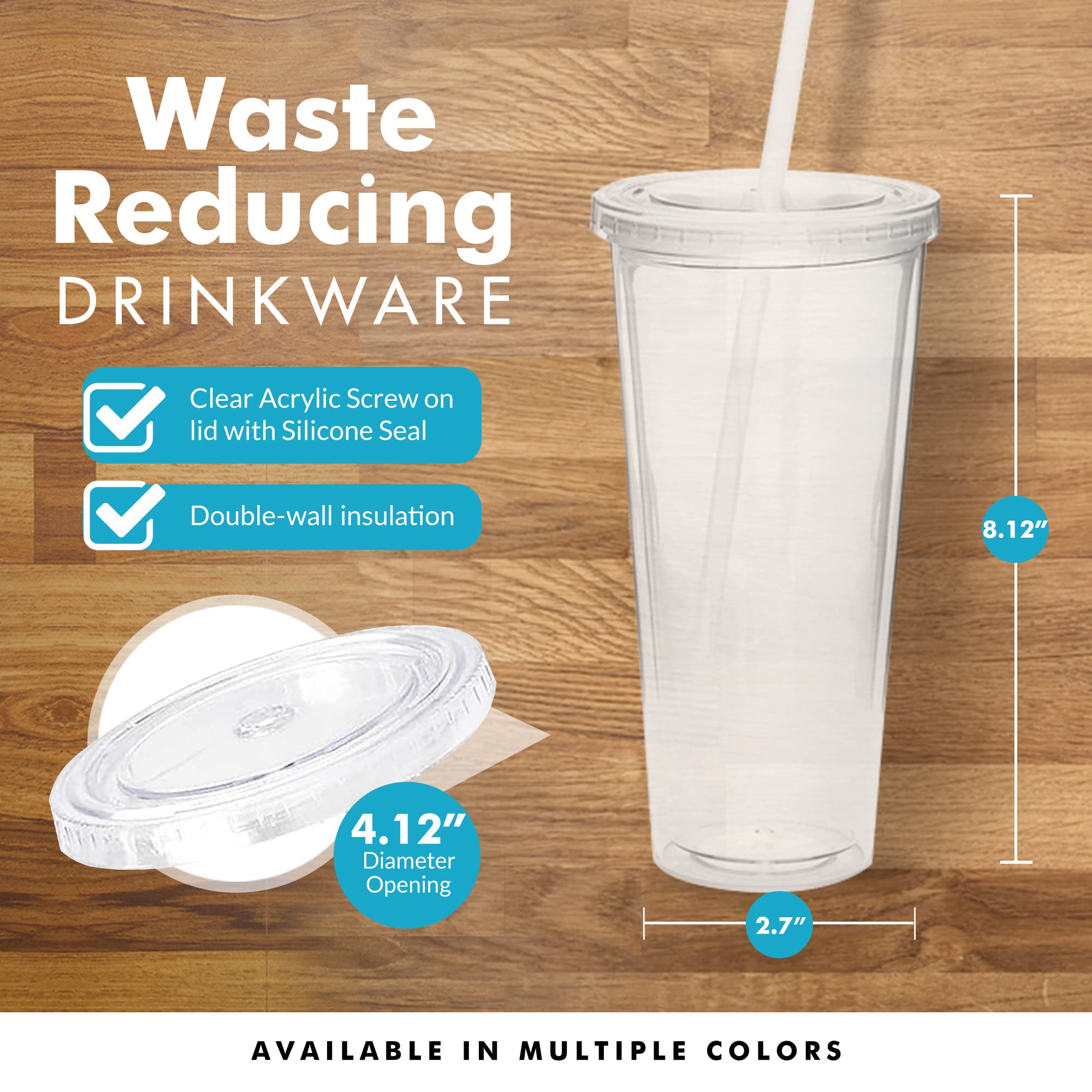 Simply Green Solutions Eco To Go Cold Drink Tumbler - Double Wall -20Oz. Capacity - Clear