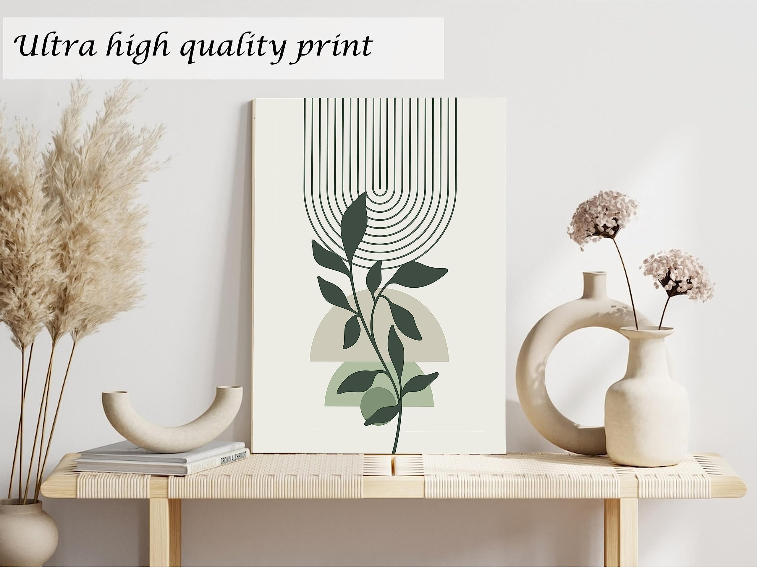 Induslyfe Large Framed Boho Canvas Wall Art Set Of 3, Mid Century Modern Room Decor, Minimalist Geometric Abstract Boho Bathroom