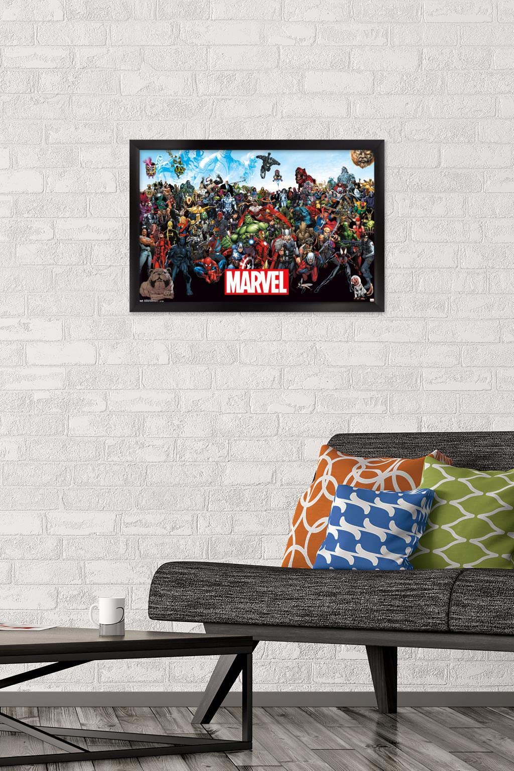 Trends International Marvel Comics - The Marvel Lineup Wall Poster, 14.72'' X 22.37'', Black Framed Version