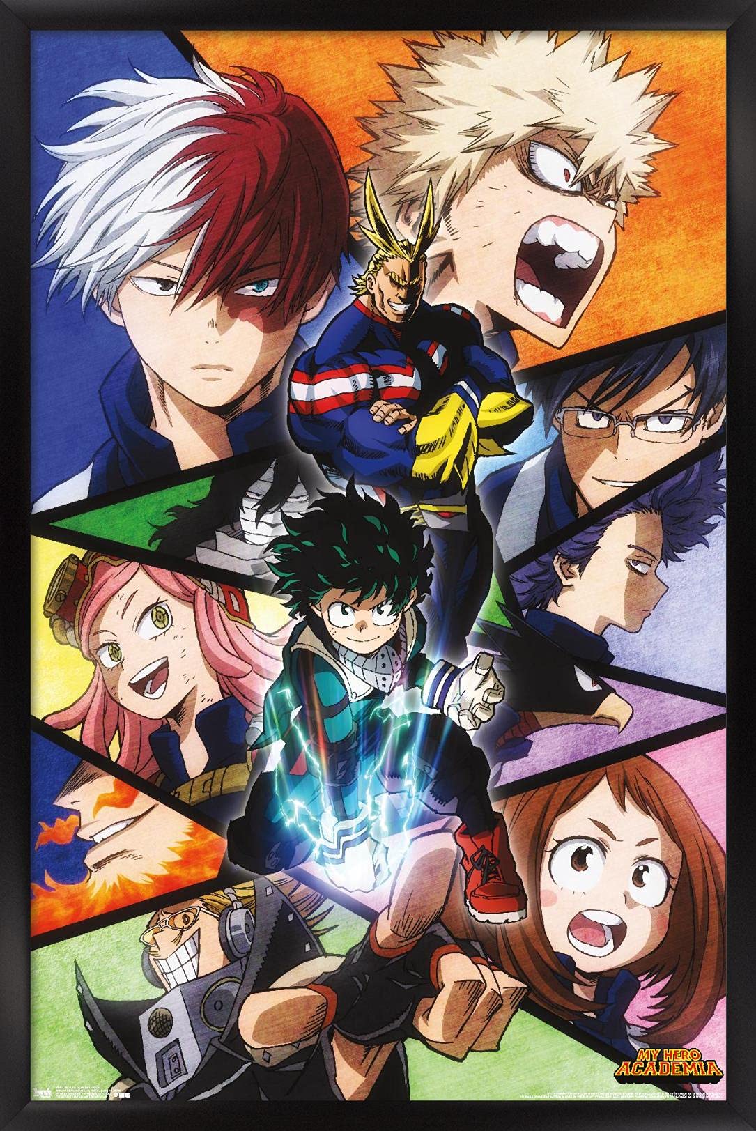 Trends International My Hero Academia-Faces Wall Poster, 14.725'' X 22.375'', Black Framed Version