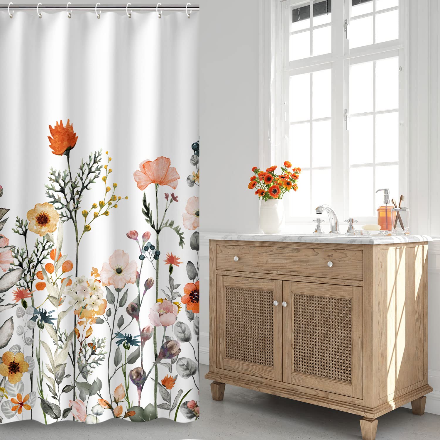 Livilan Small Stall Shower Curtain 36W X72H Inches Narrow Rv Shower Curtains Floral Shower Curtains For Bathroom Flower Shower C