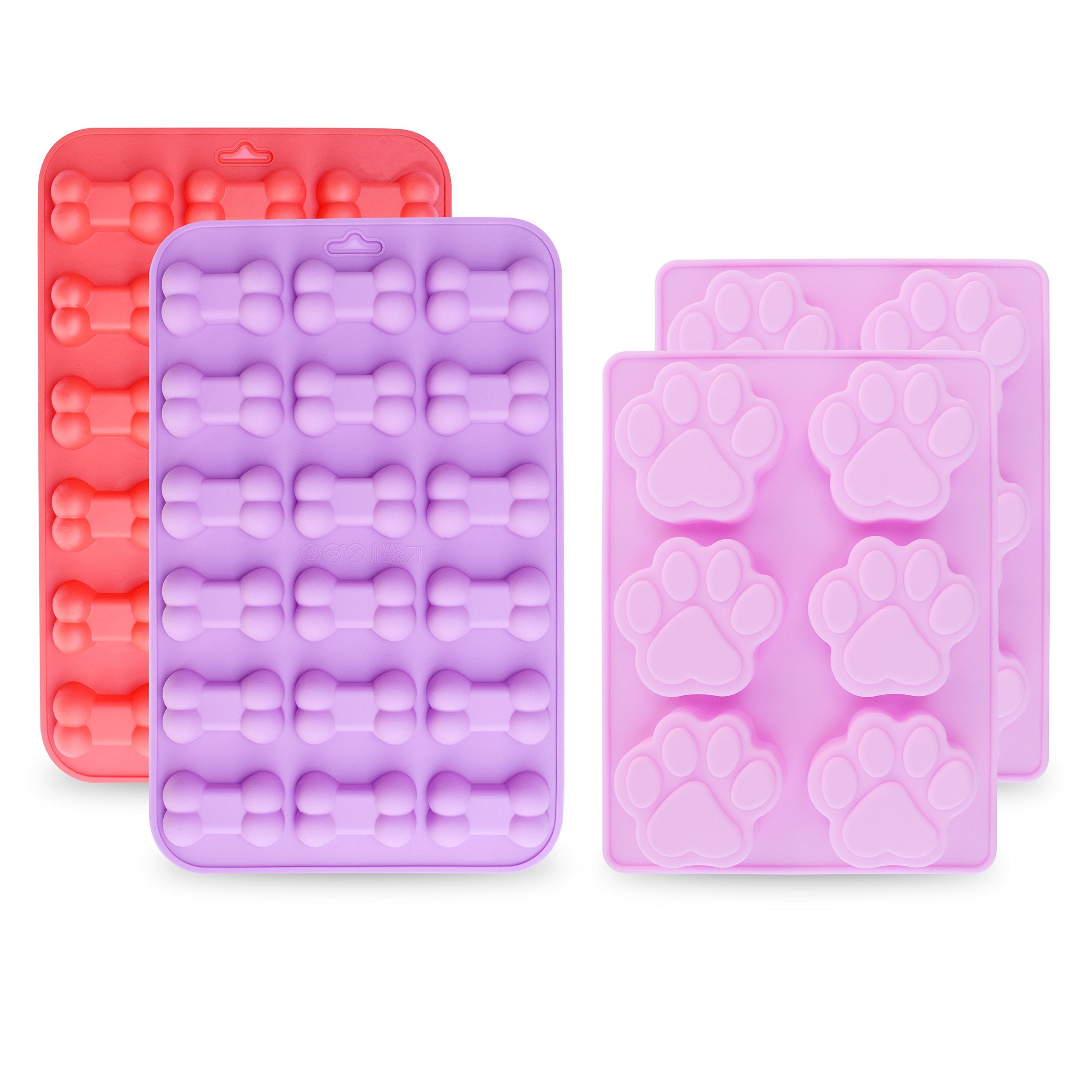 Homedge Jumbo Puppy Dog Paw (6 Cavity) And Bone Molds, Non-Stick Food Grade Silicone Dog Treats Molds, Silicone Mold For Chocola