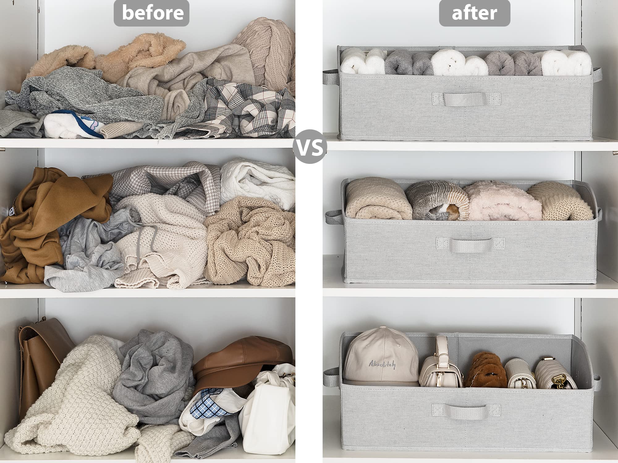 StorageWorks Closet Storage Bins  Trapezoid Storage Box  Foldable Organizer Bins and Baskets for Clothes  Polyester Canvas Bins  Jumbo  Light Grey  3-Pack