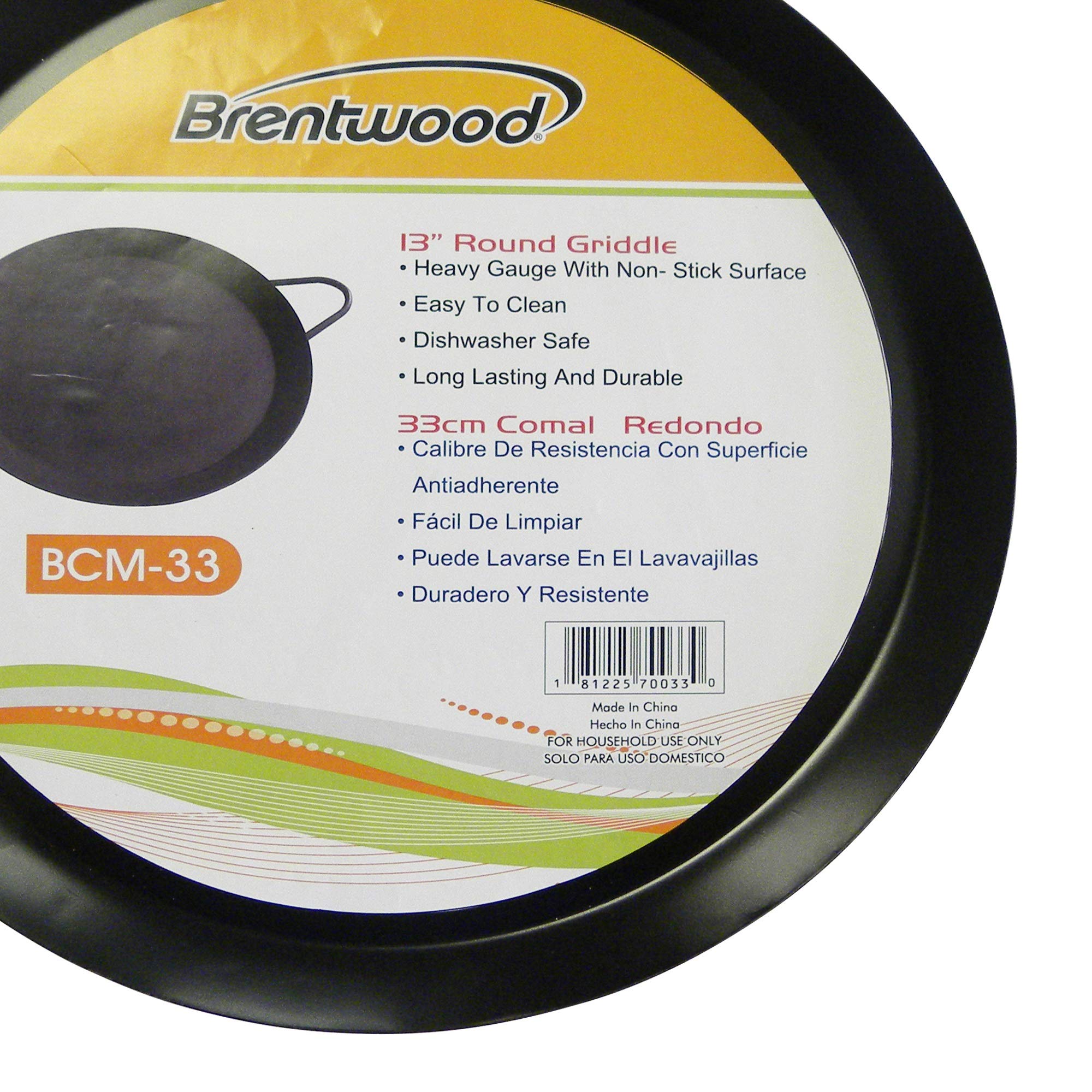 Brentwood Appliances Ss-Bw-Bcm-33 Bcm-33 13''/33Cm Round Griddle (Comal), Black