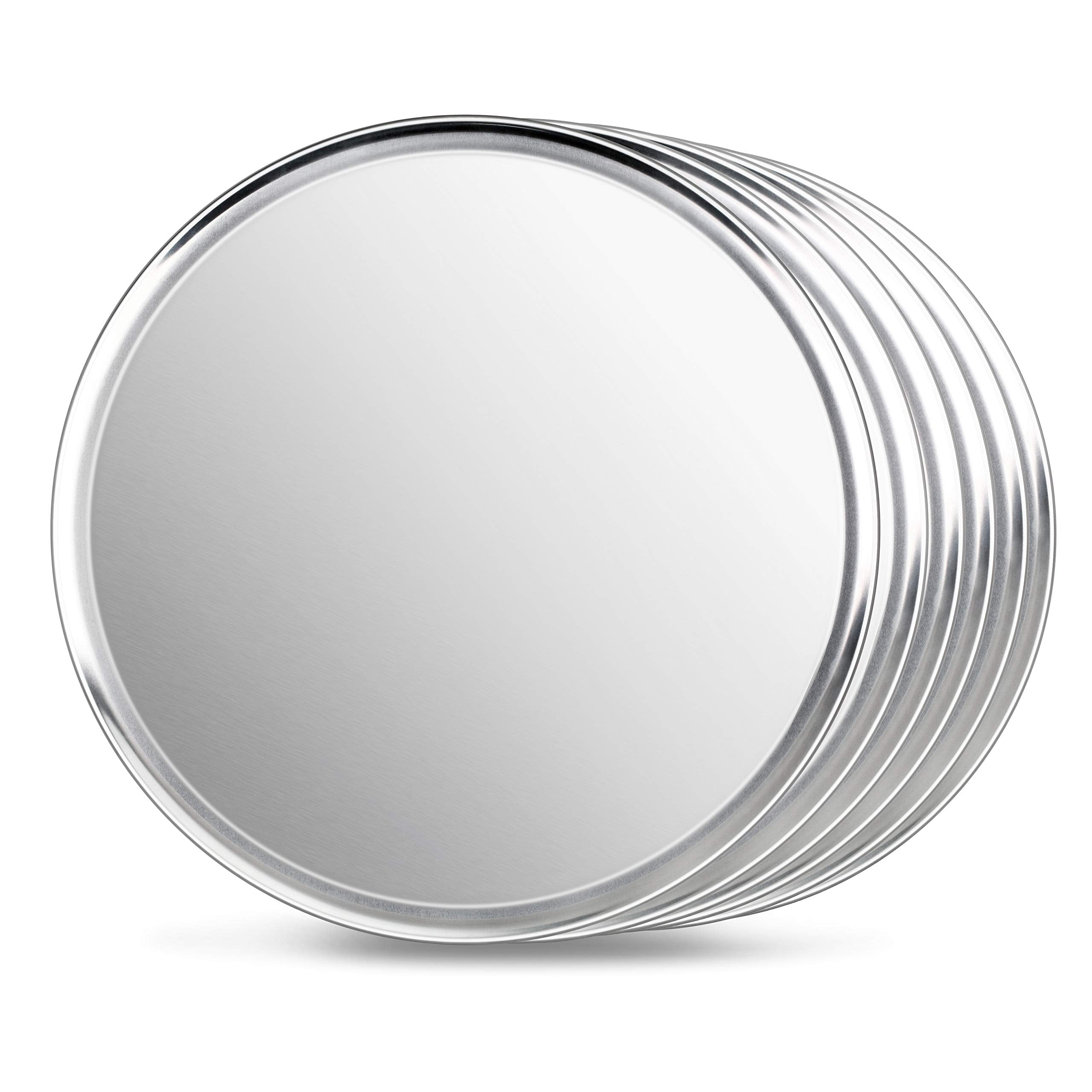 New Star Foodservice Restaurant-Grade Aluminum Pizza Pan/Tray, Wide Rim, 16 Inch, Pack of 6