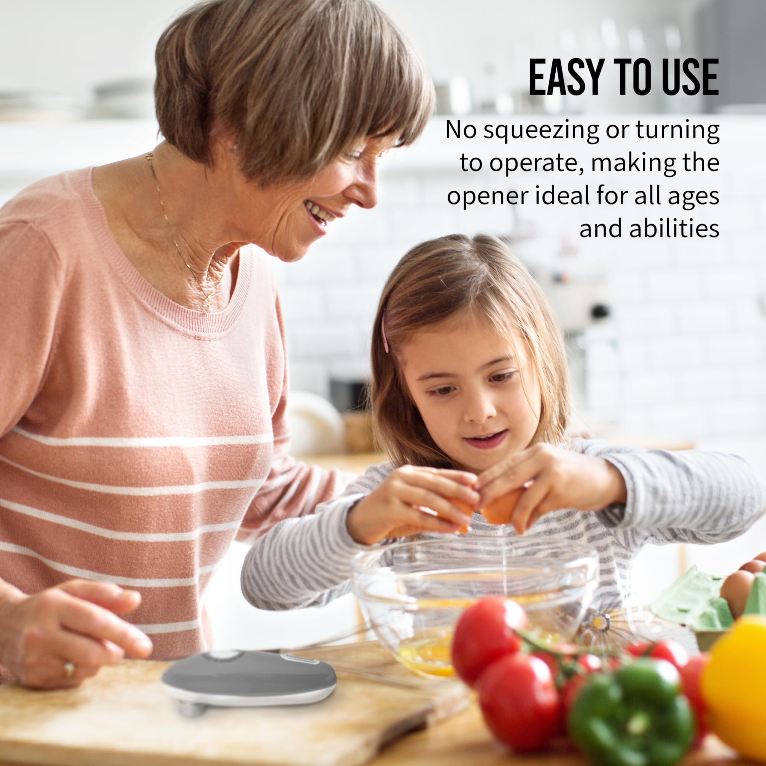Farberware Compact Battery Operated Hands-Free Automatic Can Opener For Any Size Can With Magnet To Safely Remove Lid, Seamless
