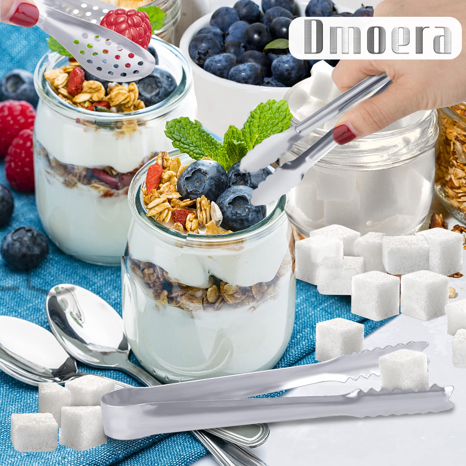 12 Pack Premium Small Serving Tongs, Dmoera Mini Stainless Steel Appetizer Tongs, 5.1Inch(12.7Cm)