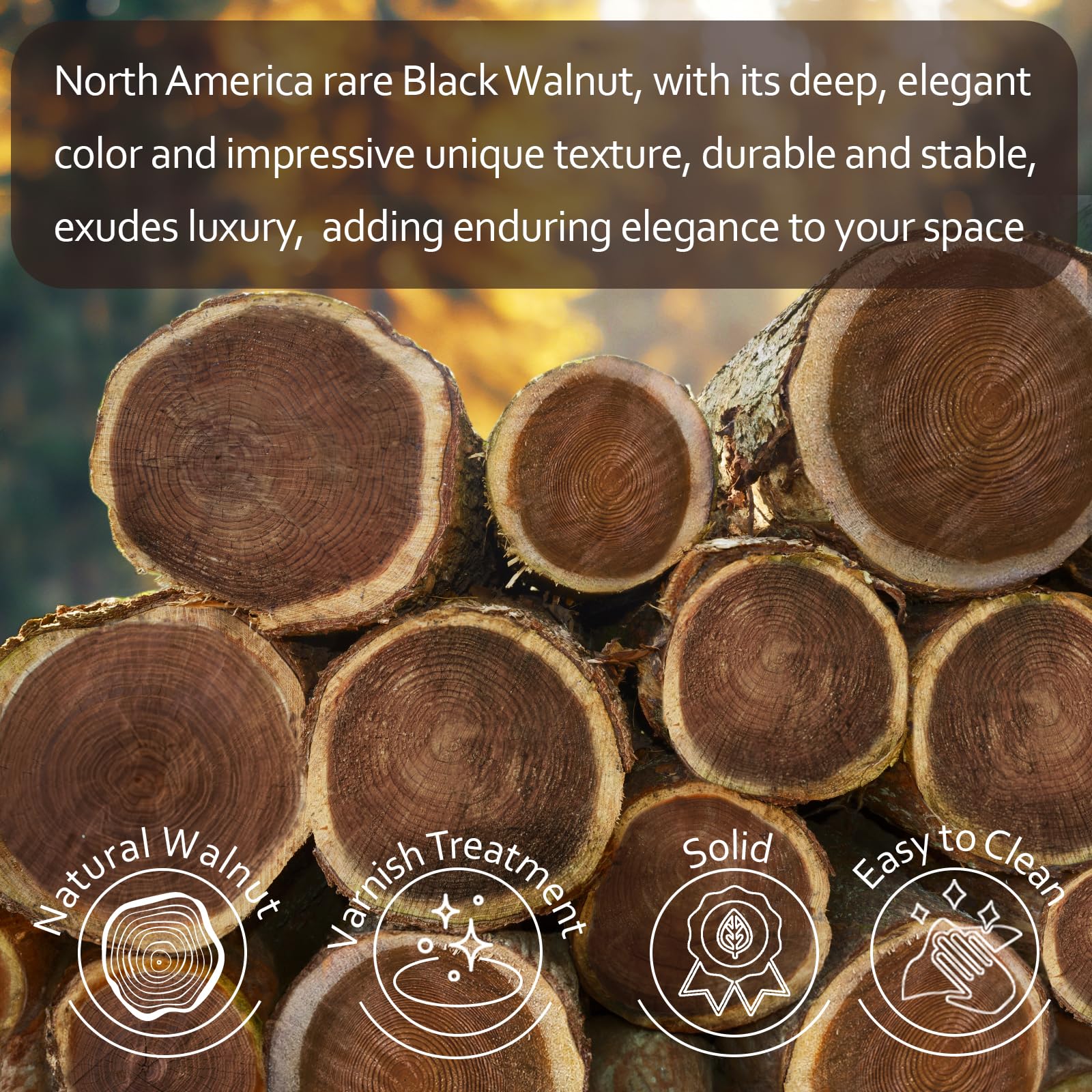 Wood Coasters for Drinks  MAPRIAL 4 Inch 6 Pack Wooden Coasters Set 100% Natural Walnut with Anti-Scratch Backing for Coffee Table  Wooden Table  Gift  Home Decor  Bar  Any Cups