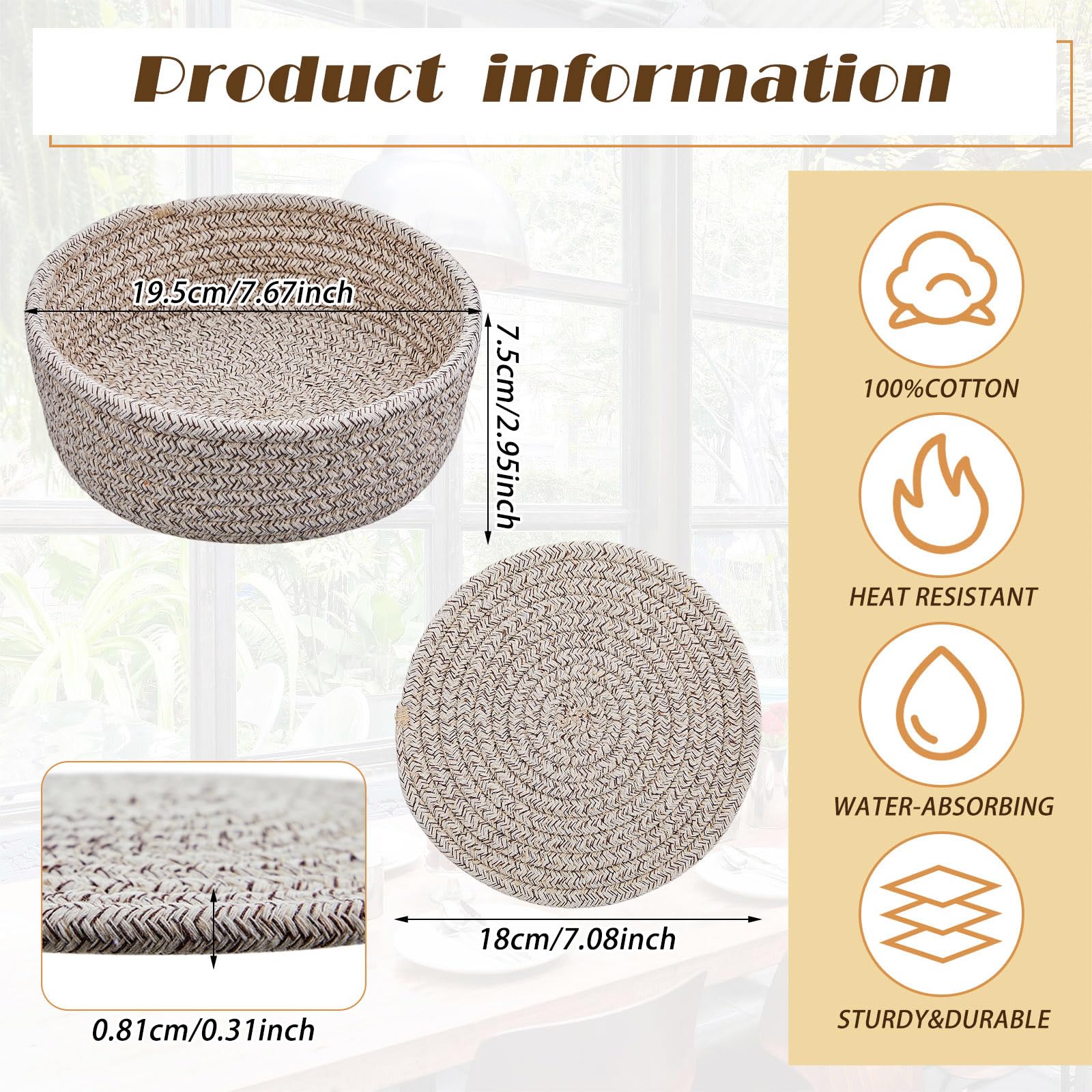 Mumufy 9 Pcs 7 In Cotton Trivets For Hot Dishes With Storage Basket Trivets For Hot Pots And Pans Hot Pads For Kitchen Heat Resi