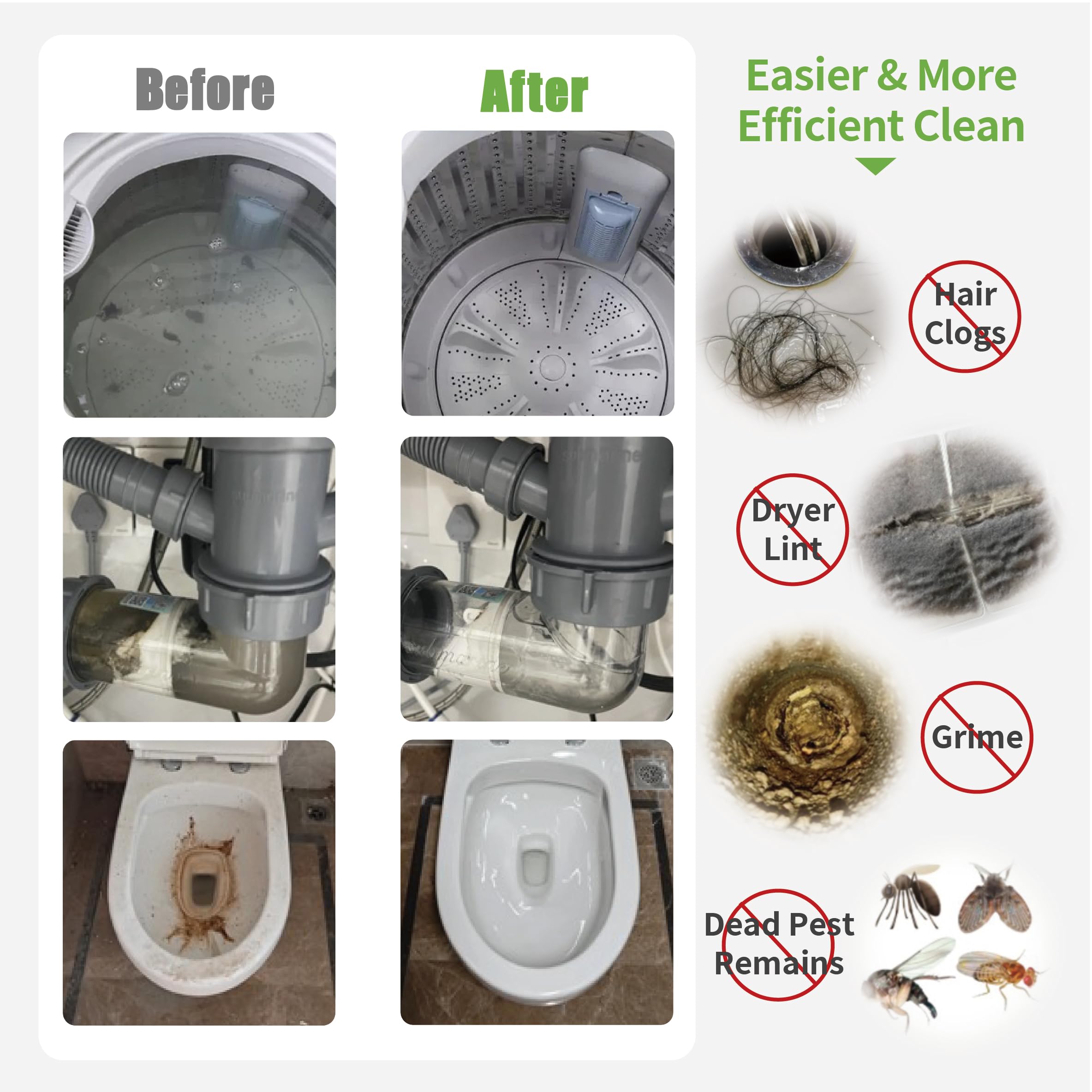 2Pcs Upgraded Drain Clean Brush Set, Extended Dryer Lint Removal Brush, Hard Bristle For Bathroom/Toilet/Sewer, Get Rid Hair And