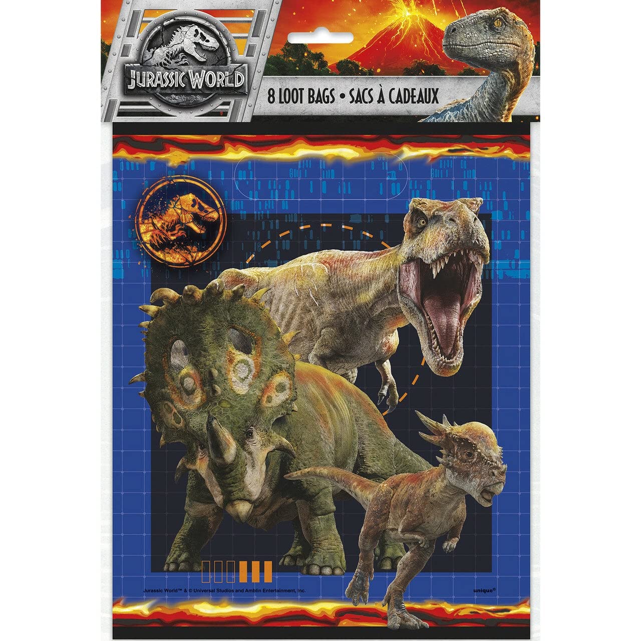 Unique Jurassic World Party Loot Bags - 9'' X 7.5'', 8 Pcs